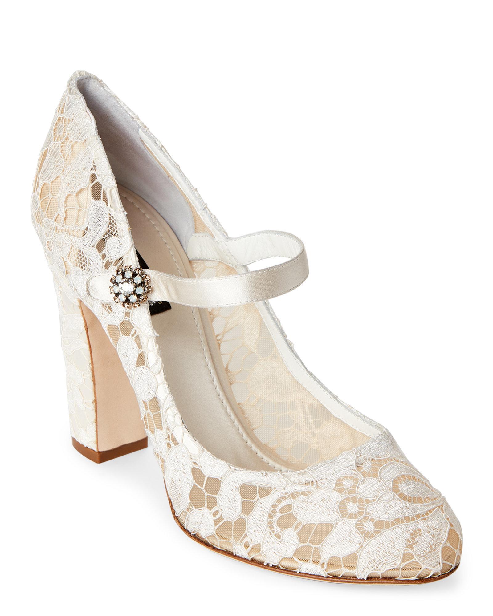 white lace mary jane heels