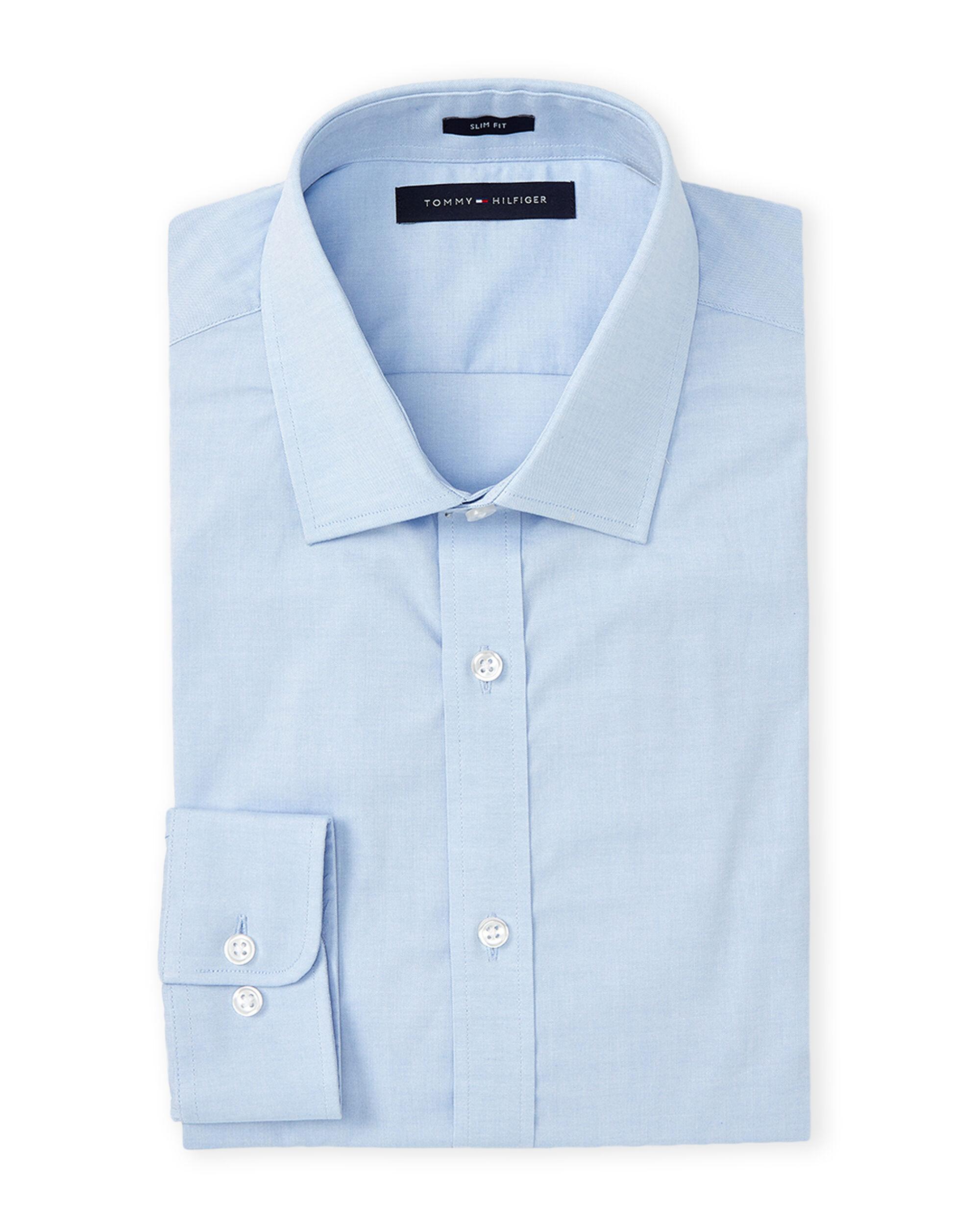 Tommy Hilfiger Cotton Blue Mist Solid Slim Fit Dress Shirt for Men - Lyst
