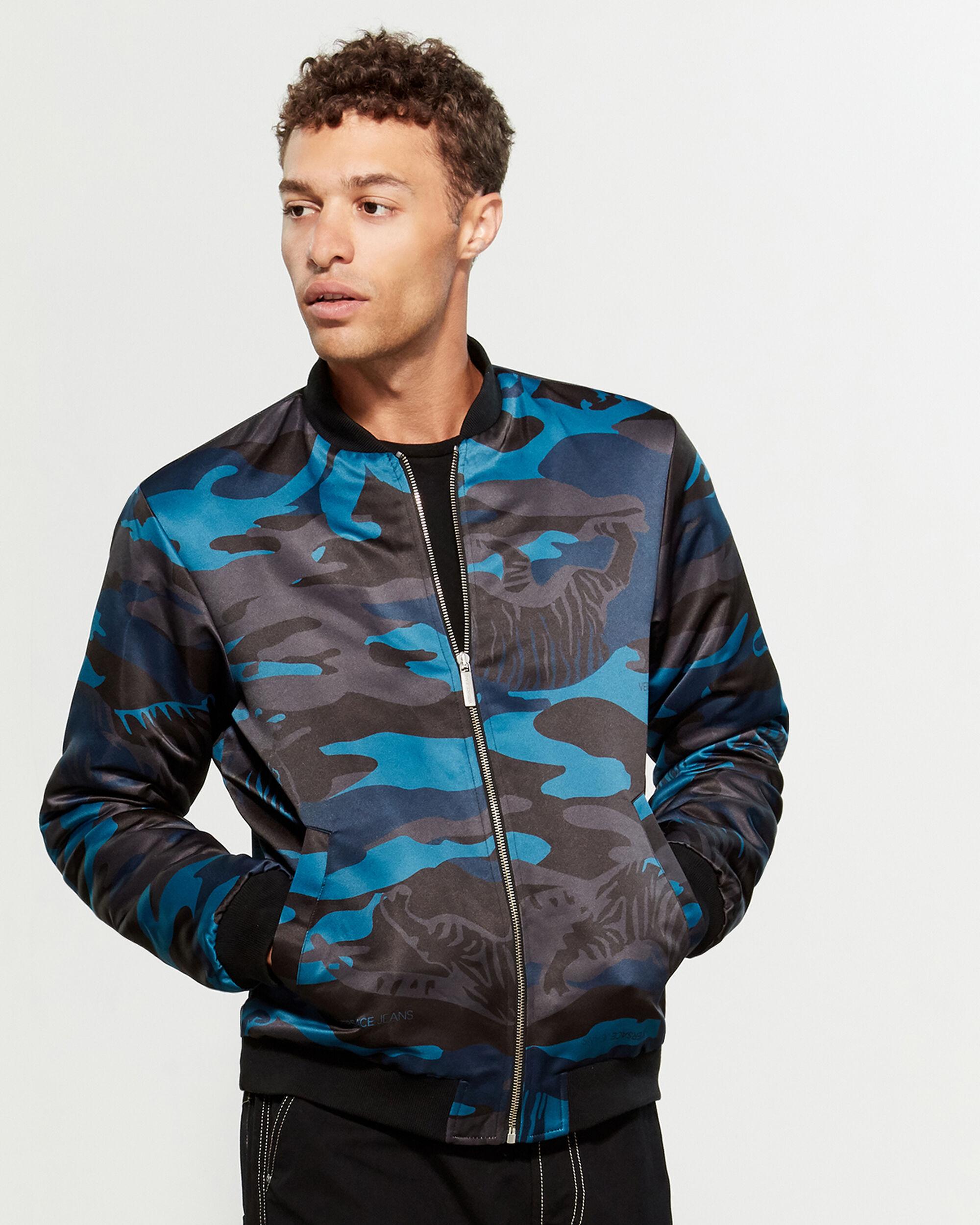 Versace Jeans Synthetic Camouflage Full-zip Bomber Jacket in Blue Camo ...