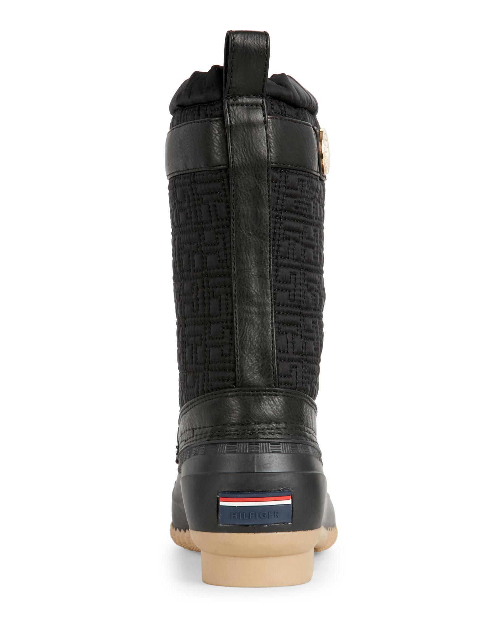 tommy hilfiger black duck boots