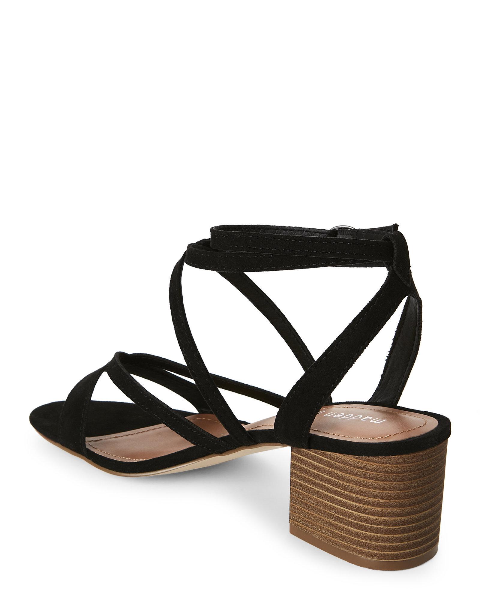 Madden Girl Black Leexi Strappy Block Heel Sandals Lyst
