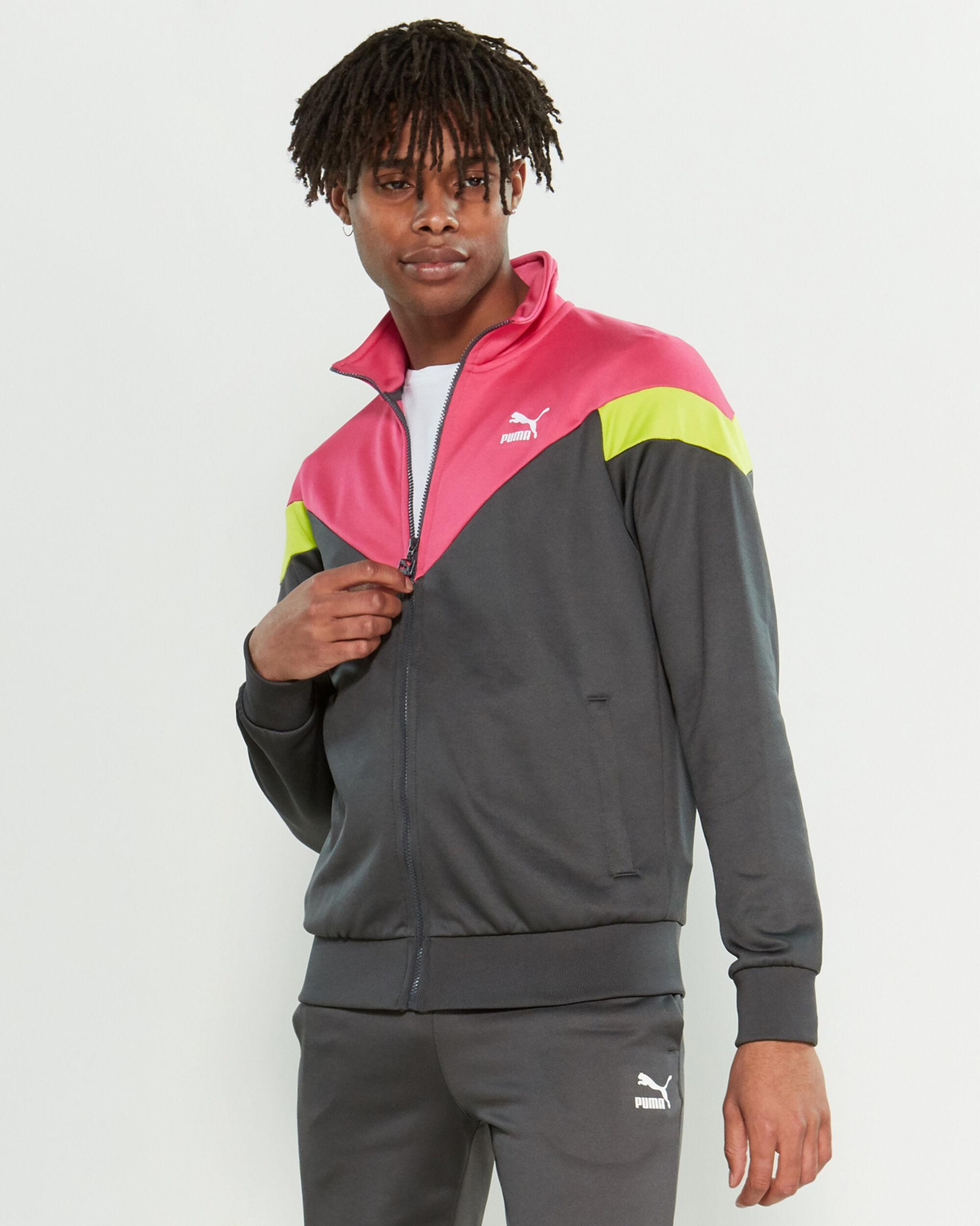 PUMA Synthetic Iconic Mcs Color Block Track Jacket in Asphalt (Gray)