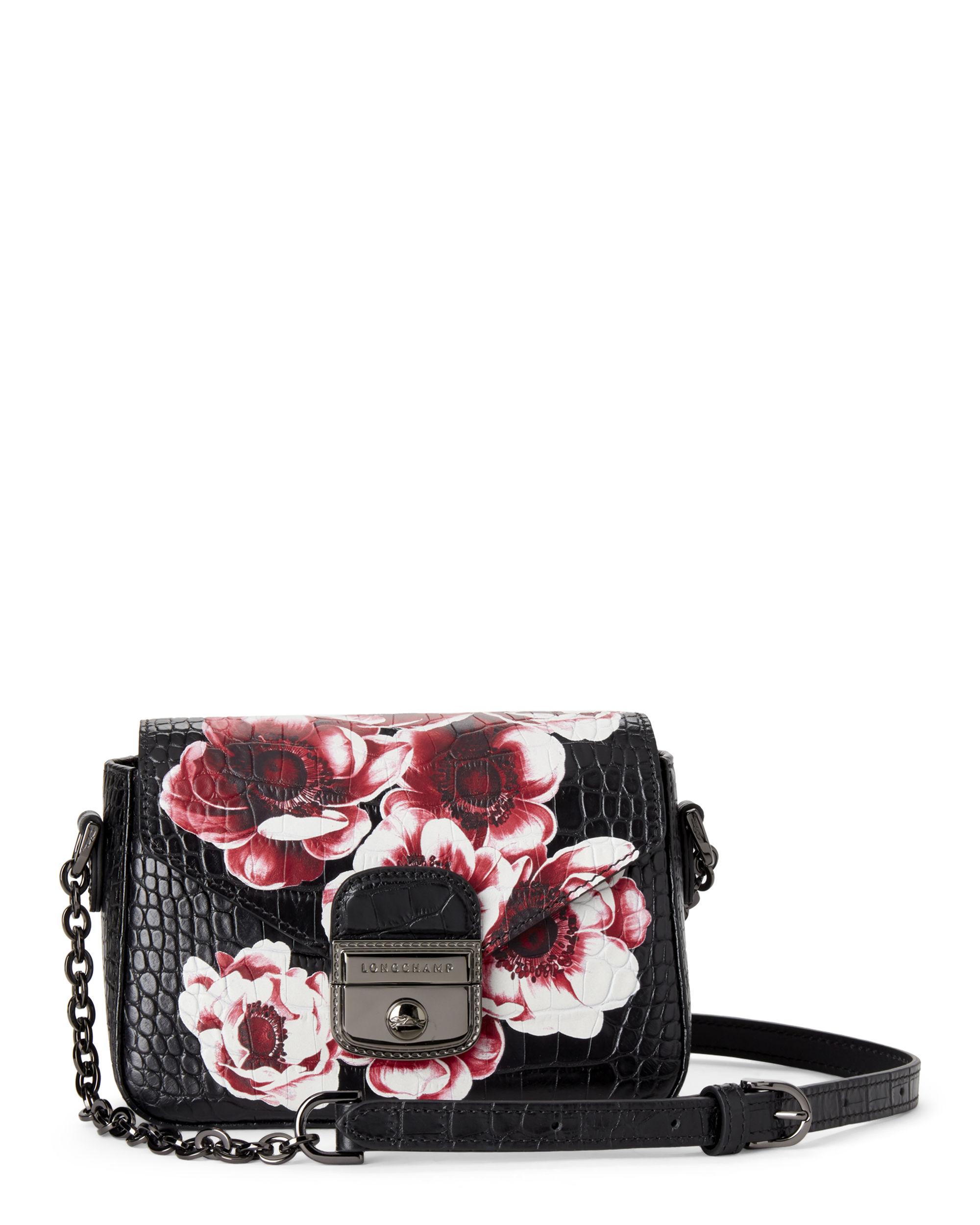 Longchamp Le Pliage Heritage Small Croc Embossed Leather Crossbody in