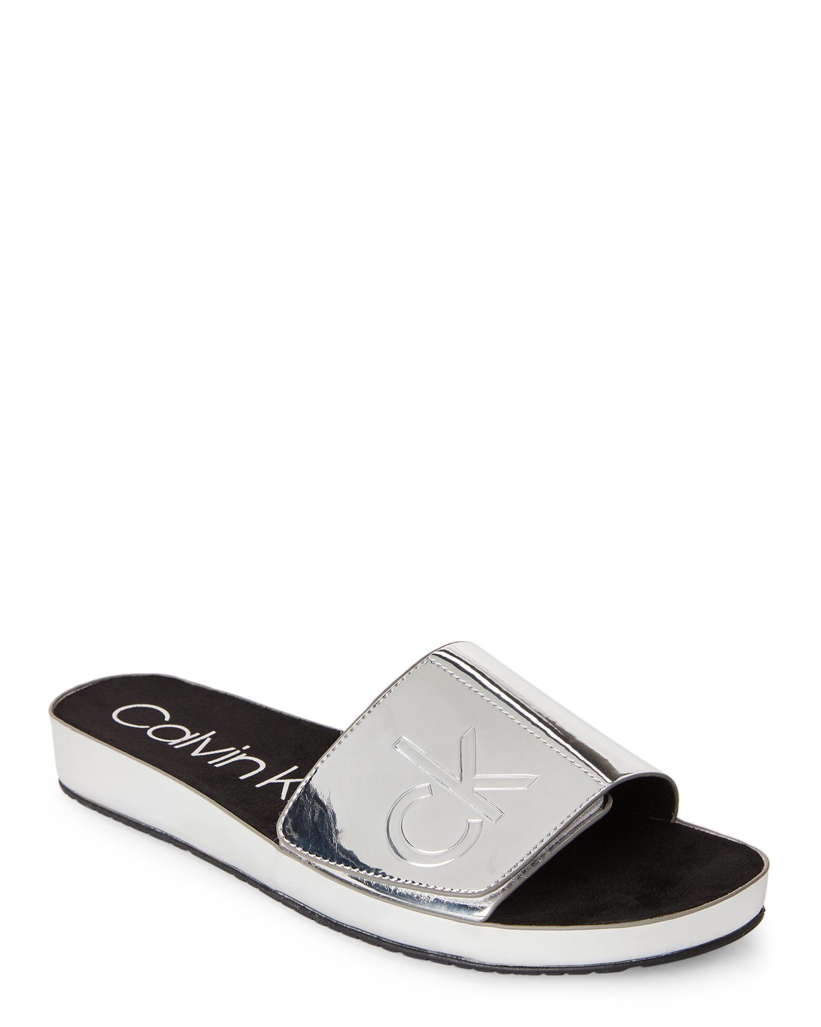 calvin klein silver sandals