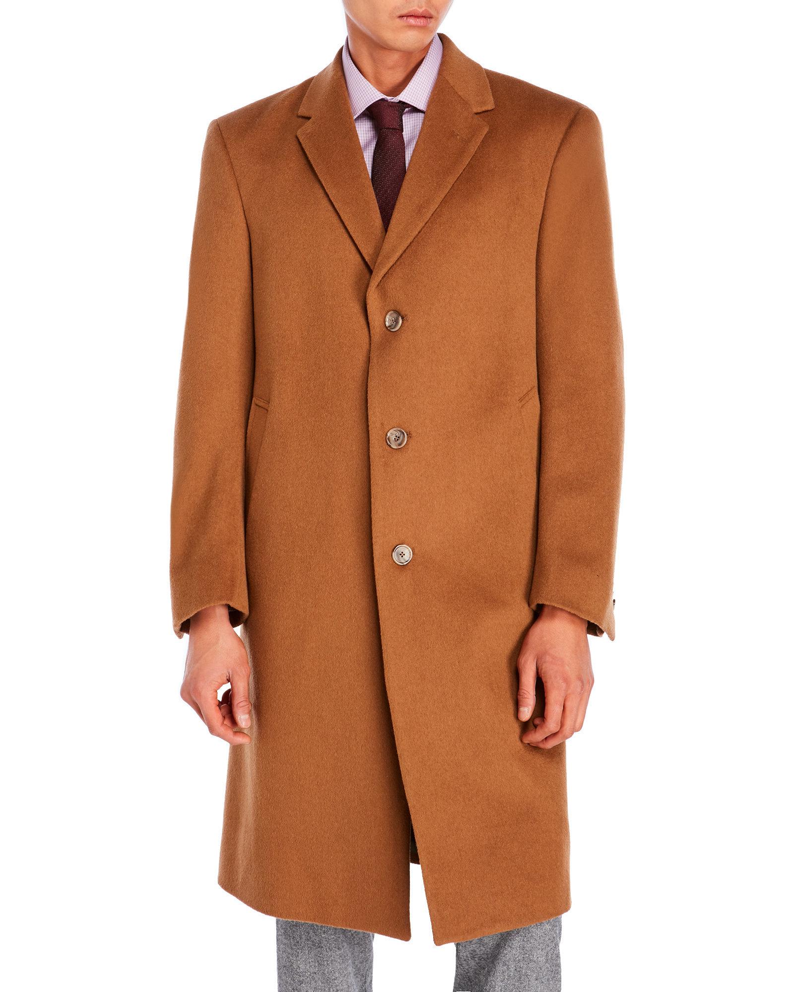 Tommy Hilfiger Wool Camel Long Coat in Brown for Men - Lyst