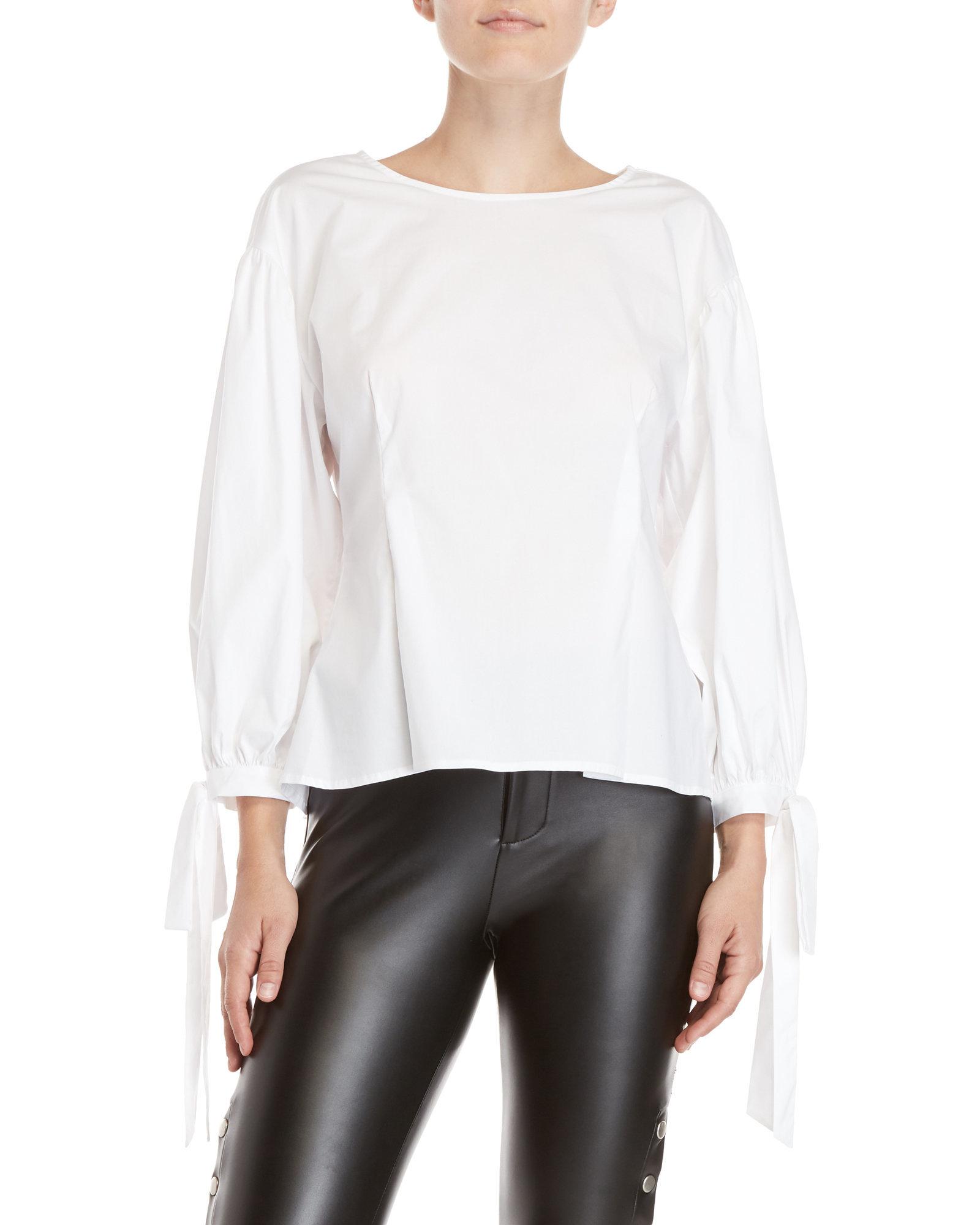 Vince Camuto Cotton \white Balloon Sleeve Blouse Lyst