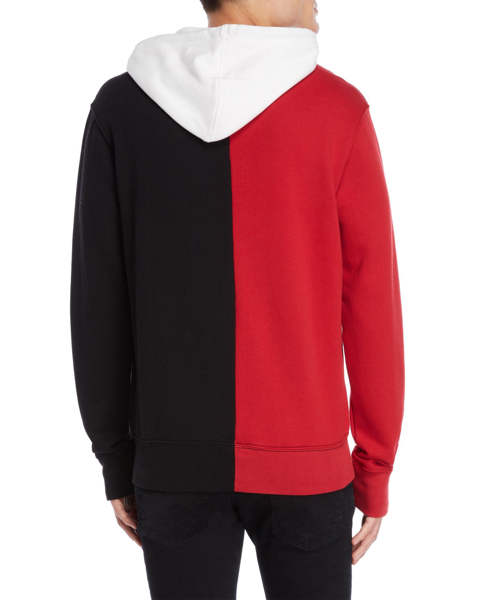 true religion red and white hoodie