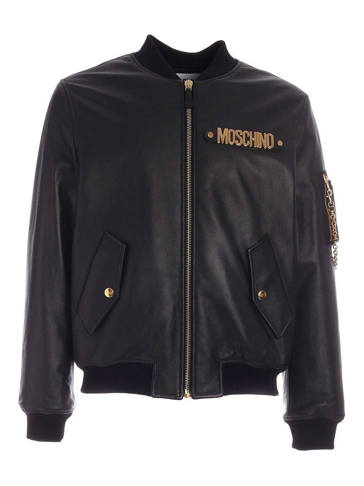 Moschino Metal Logo Bomber Jacket in Black for Men | Lyst Moschino Metal Logo Bomber Jacket in Black for Men | Lyst
