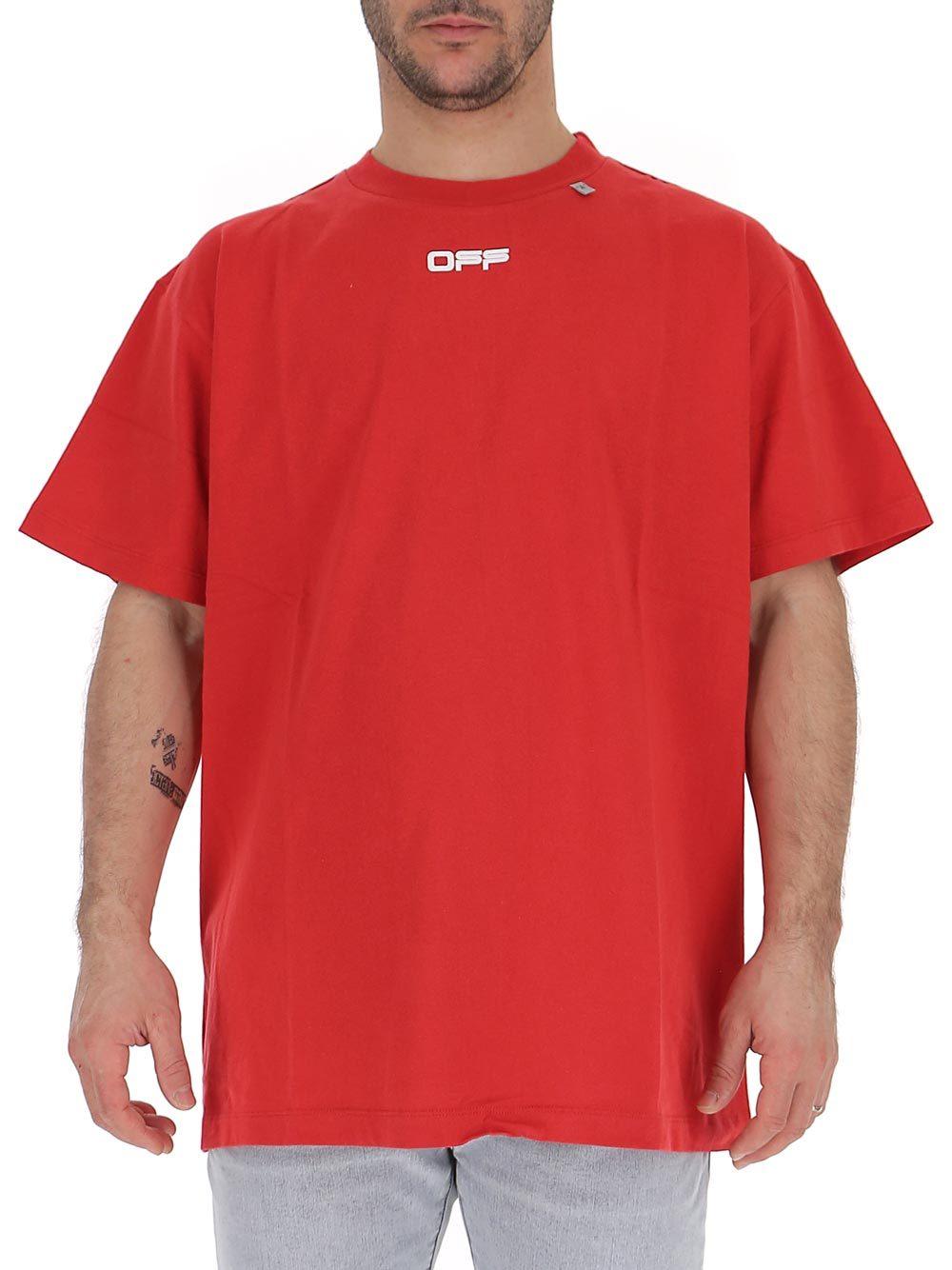 Off white red hot sale top