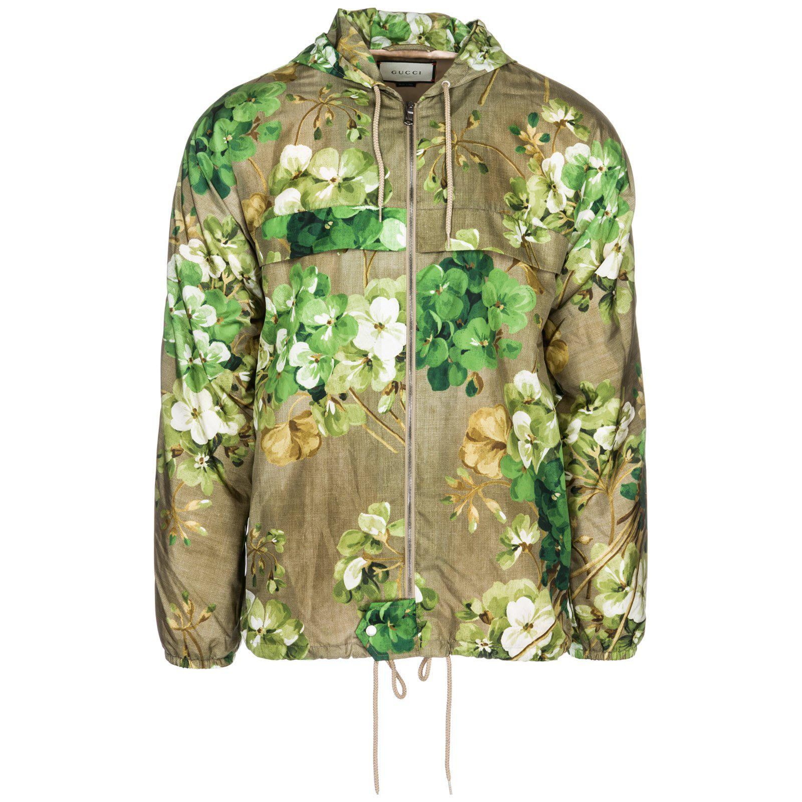 Gucci Synthetic Floral Print Windbreaker in Green for Men - Lyst