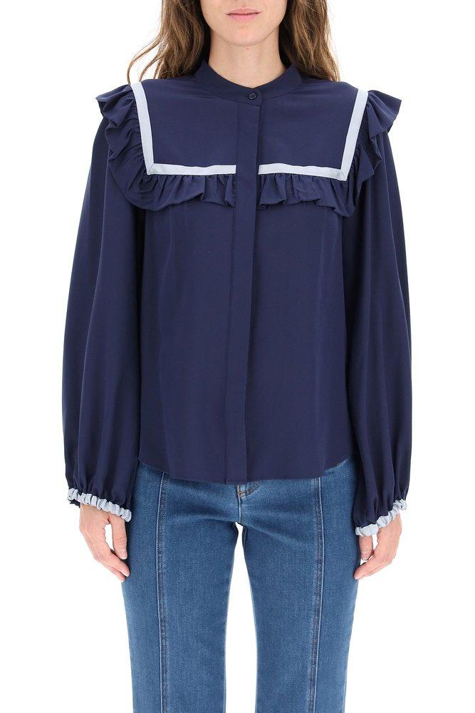 See By Chloé See By Chloe Frilly Silk Shirt in Blue - Save 36% | Lyst