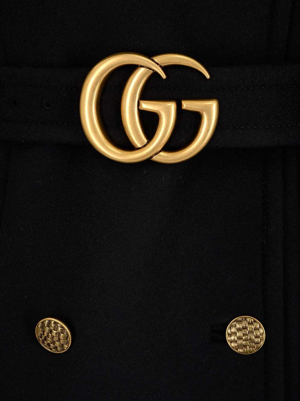 Gucci Double G Belted Coat in Black | Lyst