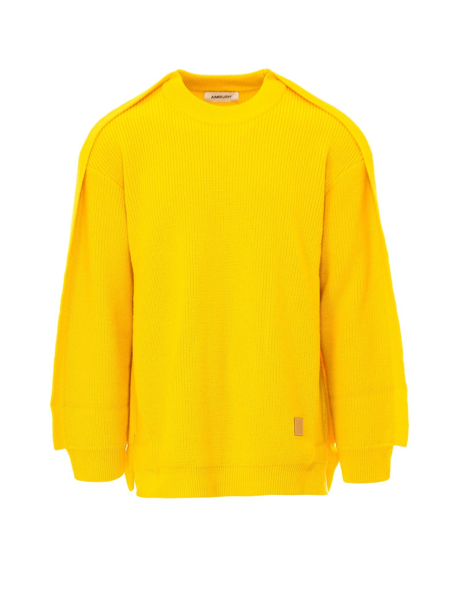 Ambush Wool Crewneck Ribbed Knit Sweater in Yellow for Men - Lyst