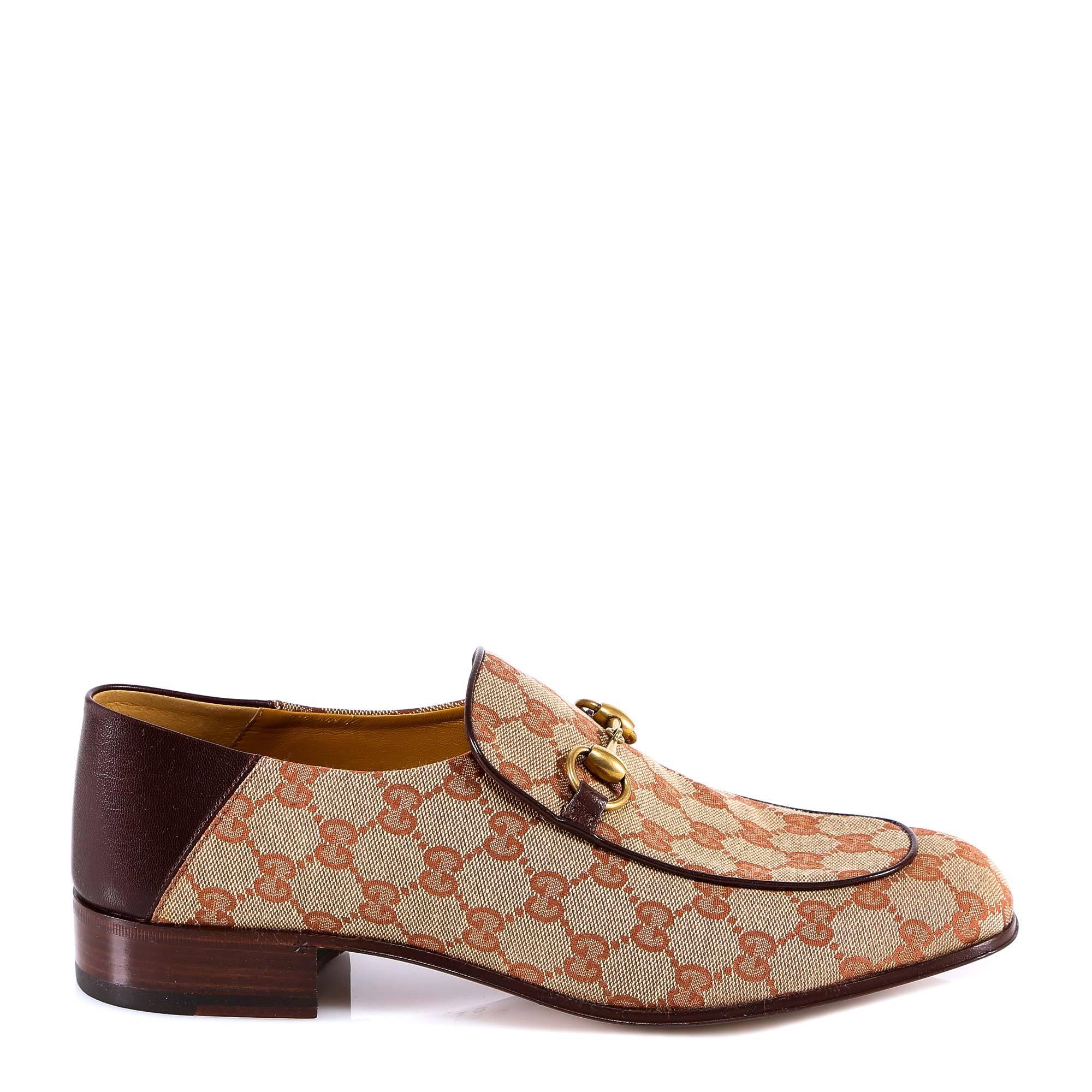 Gucci Canvas GG Horsebit Loafer in Brown for Men - Lyst