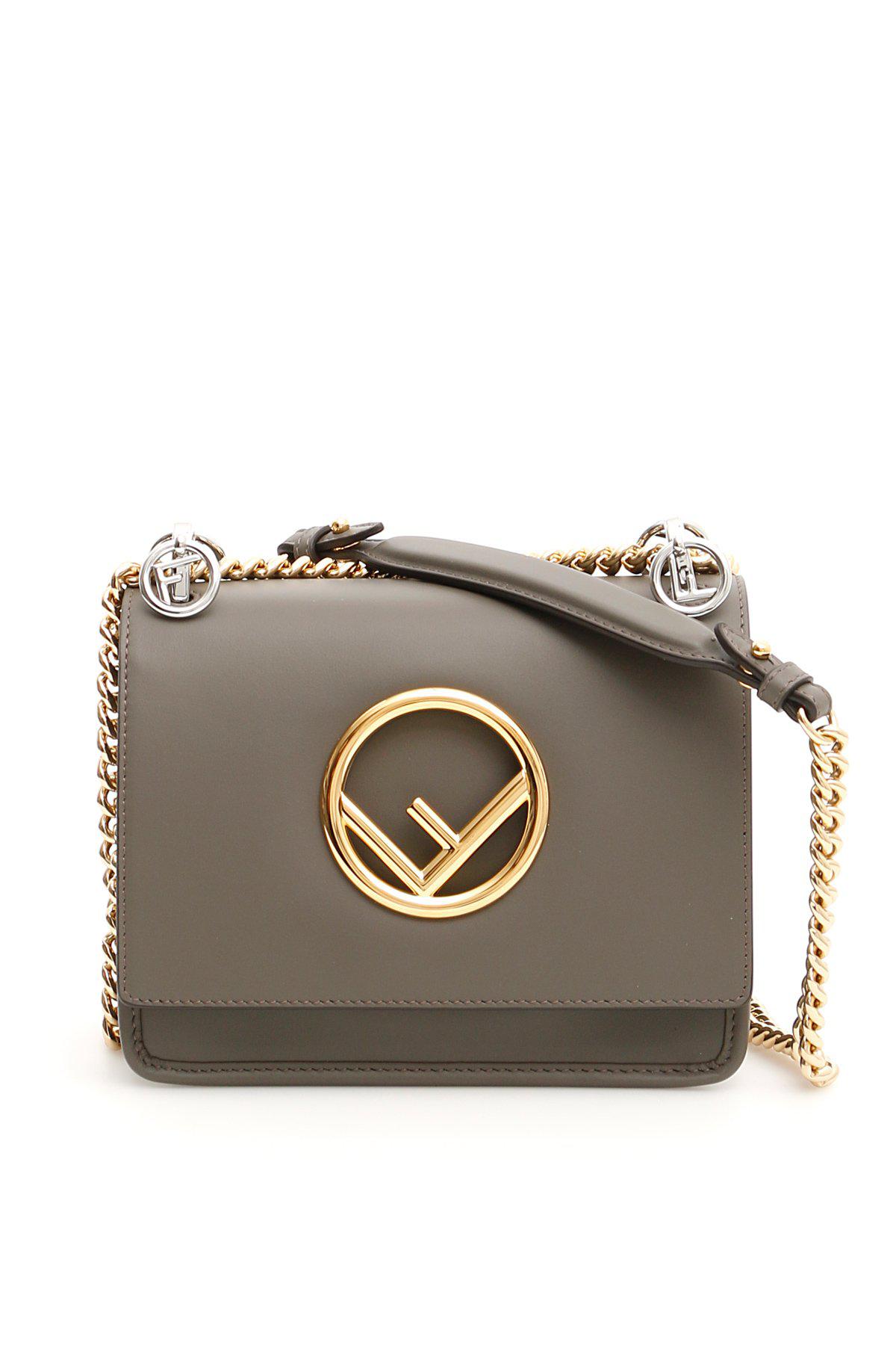 Fendi Leather Kan I Small Shoulder Bag in Grey (Gray) - Lyst