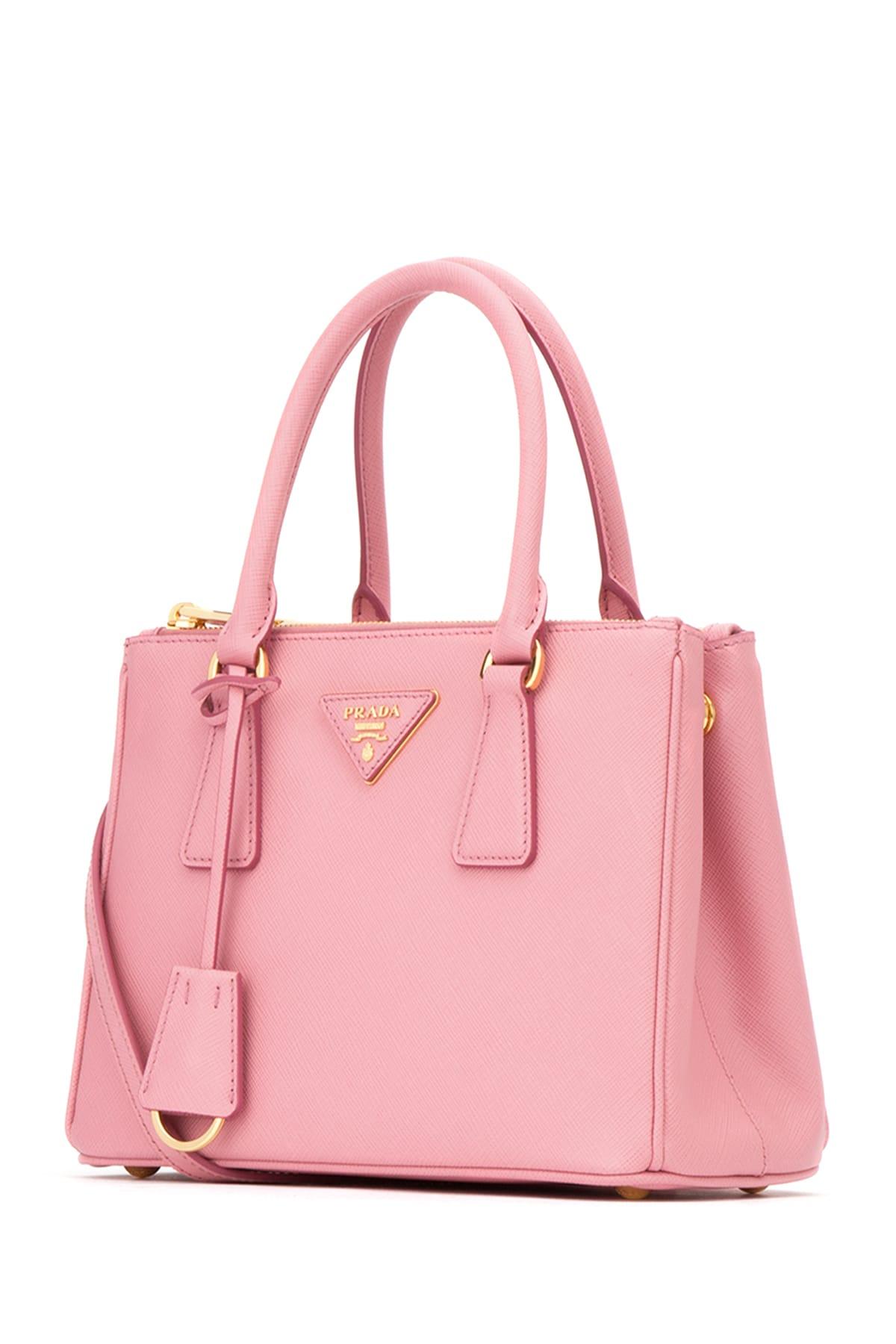 Prada Leather Galleria Mini Tote Bag in Pink | Lyst