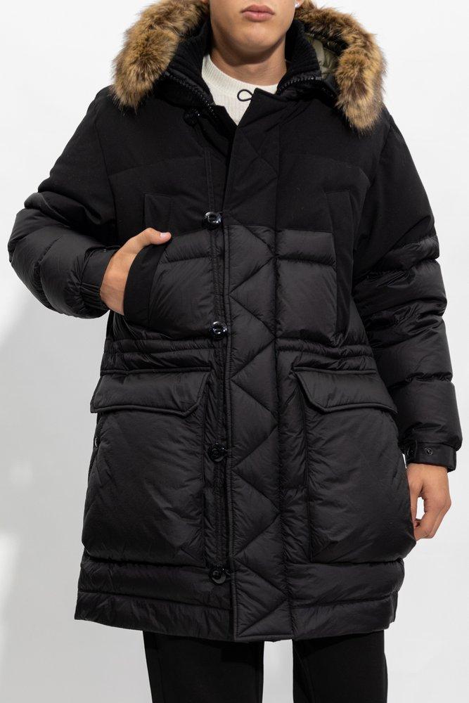 Moncler mens long coat deals