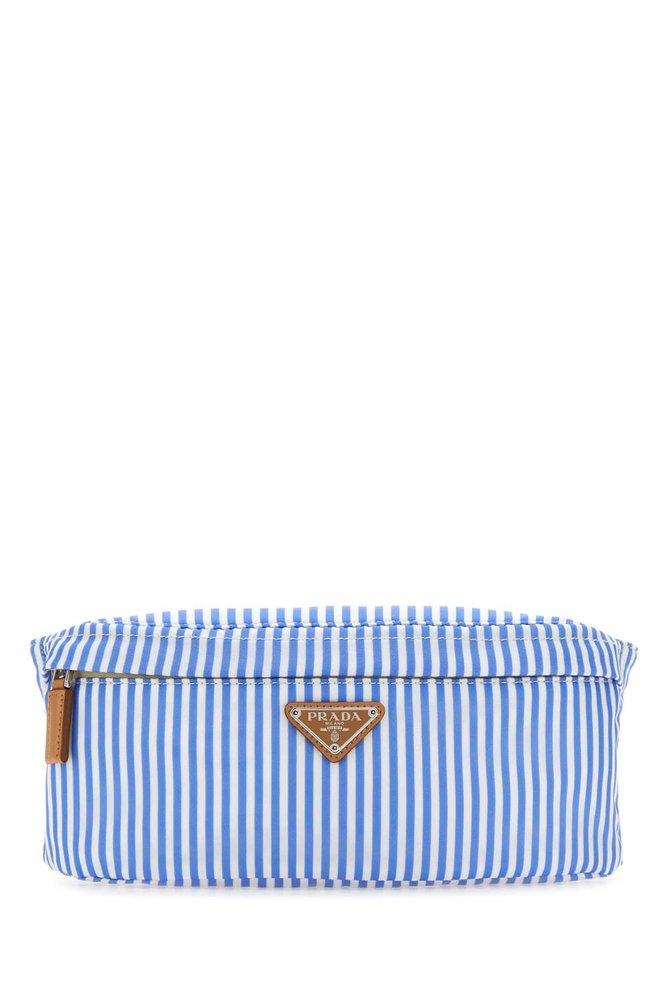 Prada Logo Plaque Toiletry Bag in Blue for Men