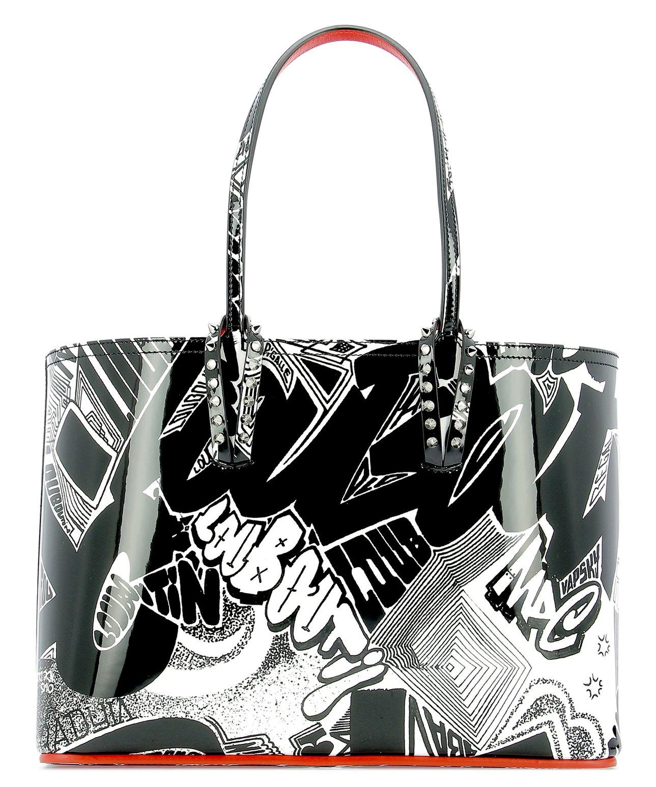 Christian Louboutin Leather Cabata Graffiti Tote Bag in Black - Lyst