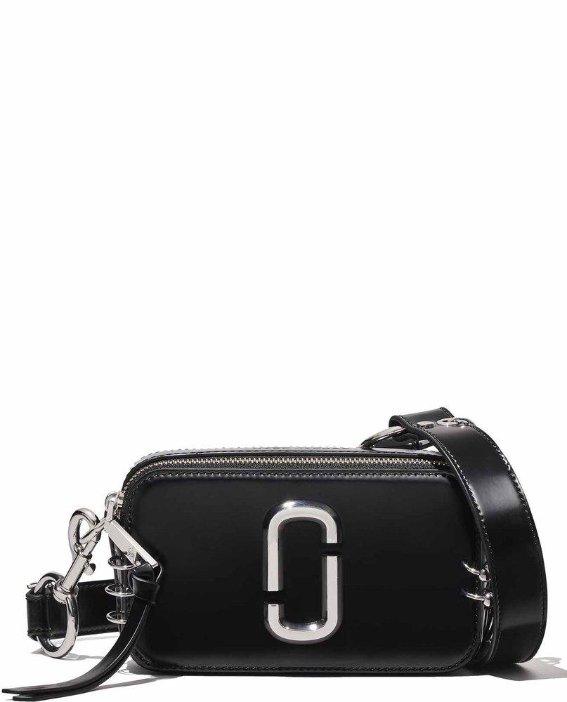Marc Jacobs Leather Logo Plaque Top-zipped Shoulder Bag in Black | Lyst