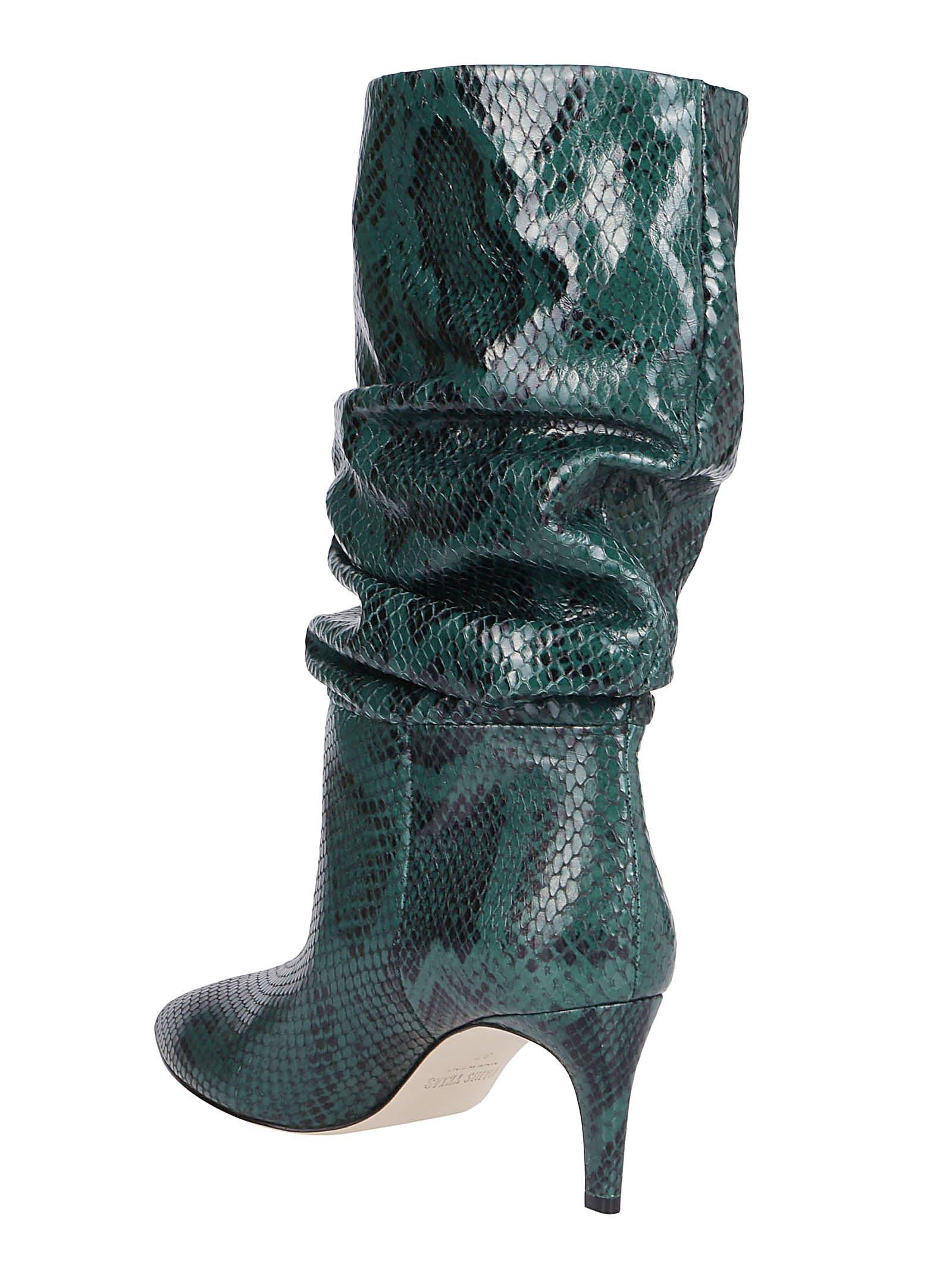 Paris Texas Leather Slouchy Embossed Boots in Green - Lyst