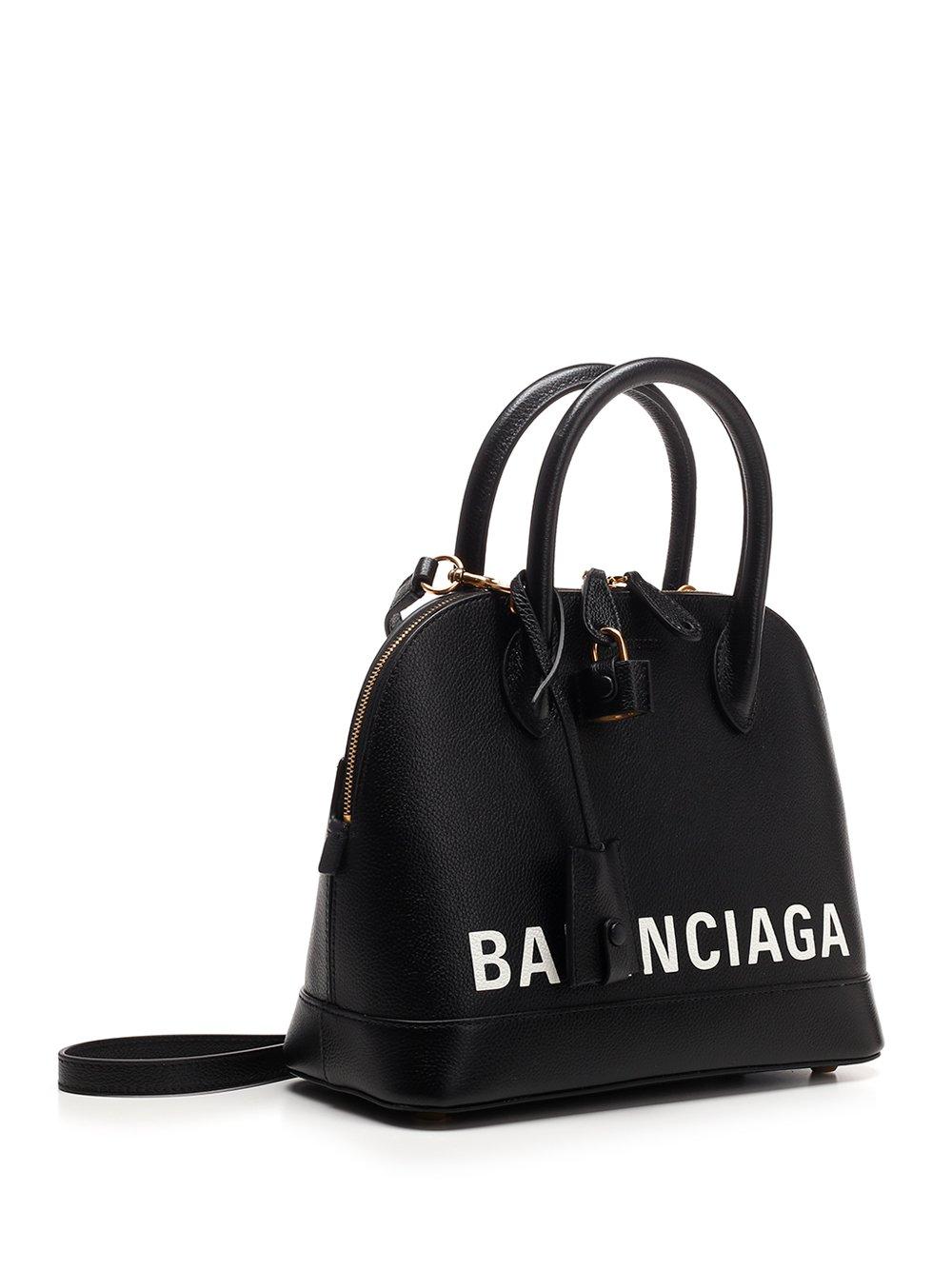 Balenciaga Ville Small Leather Handbag in Black / White (Black 