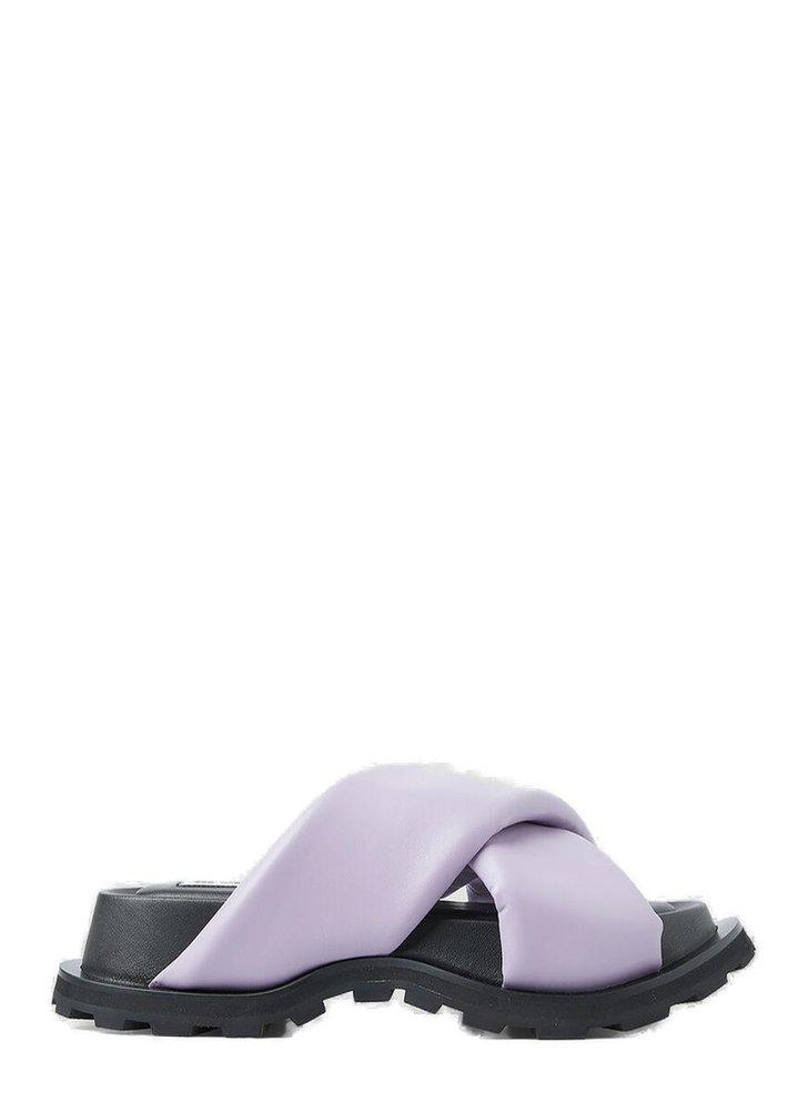 Jil Sander Padded Crossover Sandals in Purple | Lyst