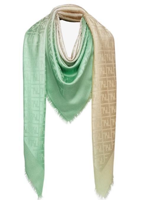 Fendi Gradient effect Fringed Scarf in Green Lyst