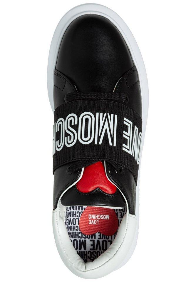 Love Moschino Logo Detailed Low-top Sneakers in Black | Lyst