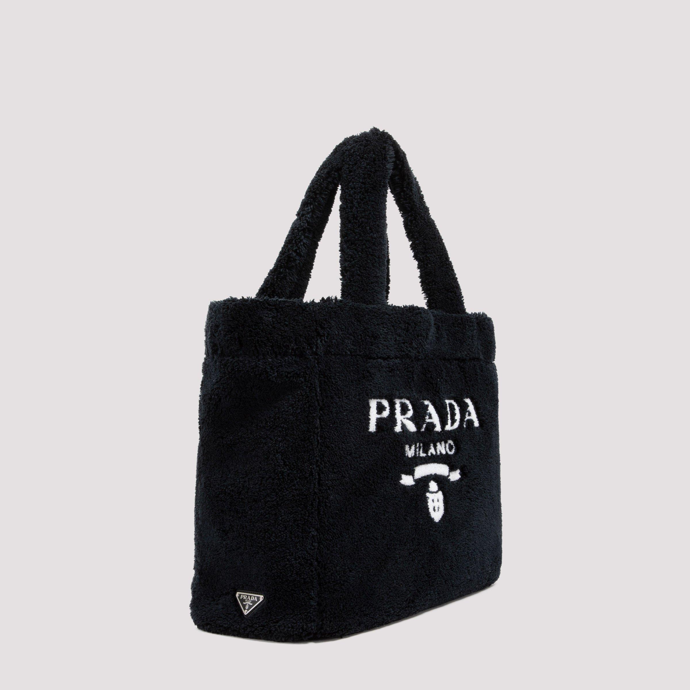 Prada Logo Terry Cloth Tote Bag in Black - Lyst