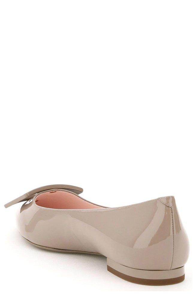 Roger Vivier - Gommettine Net Lacquered Buckle Slingback Ballerinas in Fabric, Off White, Scarpe, Size: 39.5