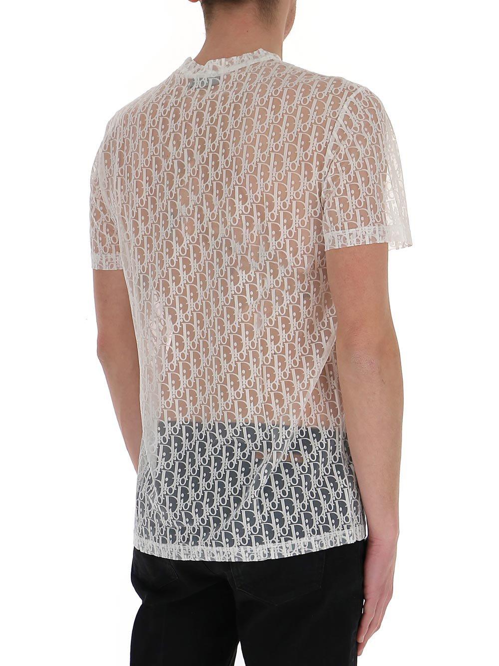 Dior Synthetic Oblique Sheer T-shirt in White for Men | Lyst