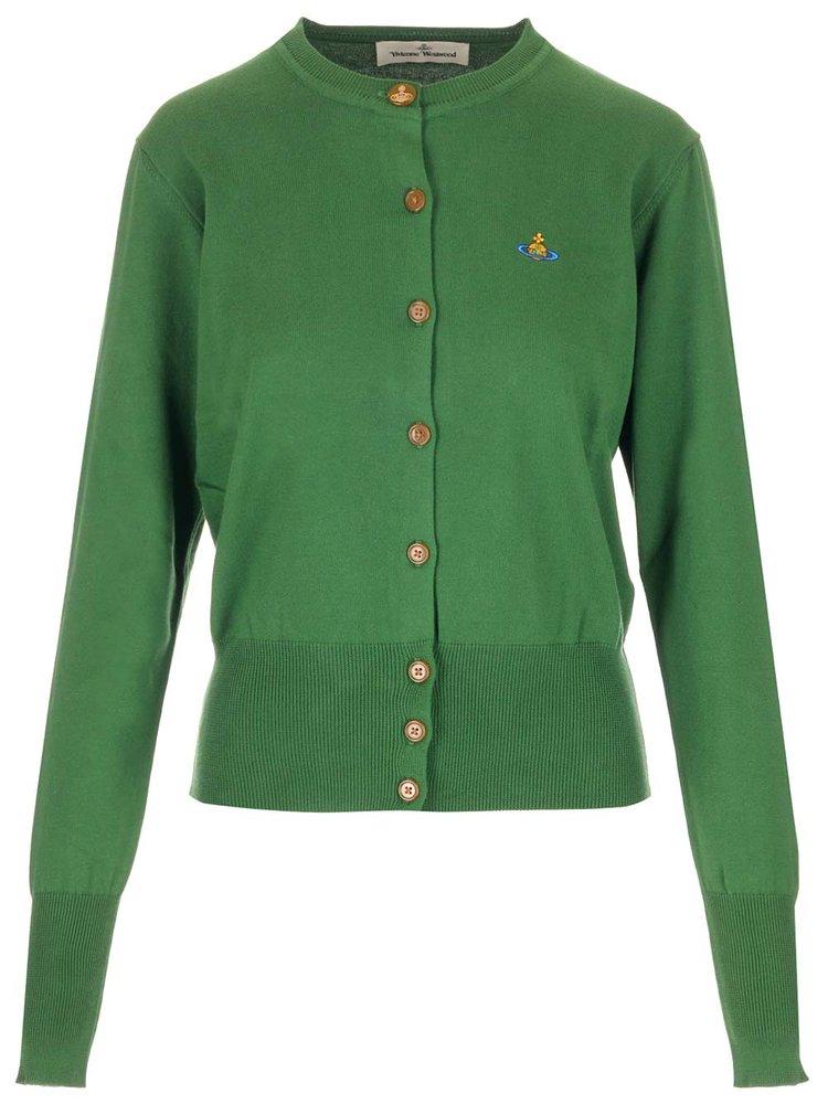 Vivienne Westwood Orb Embroidered Knit Cardigan in Green | Lyst