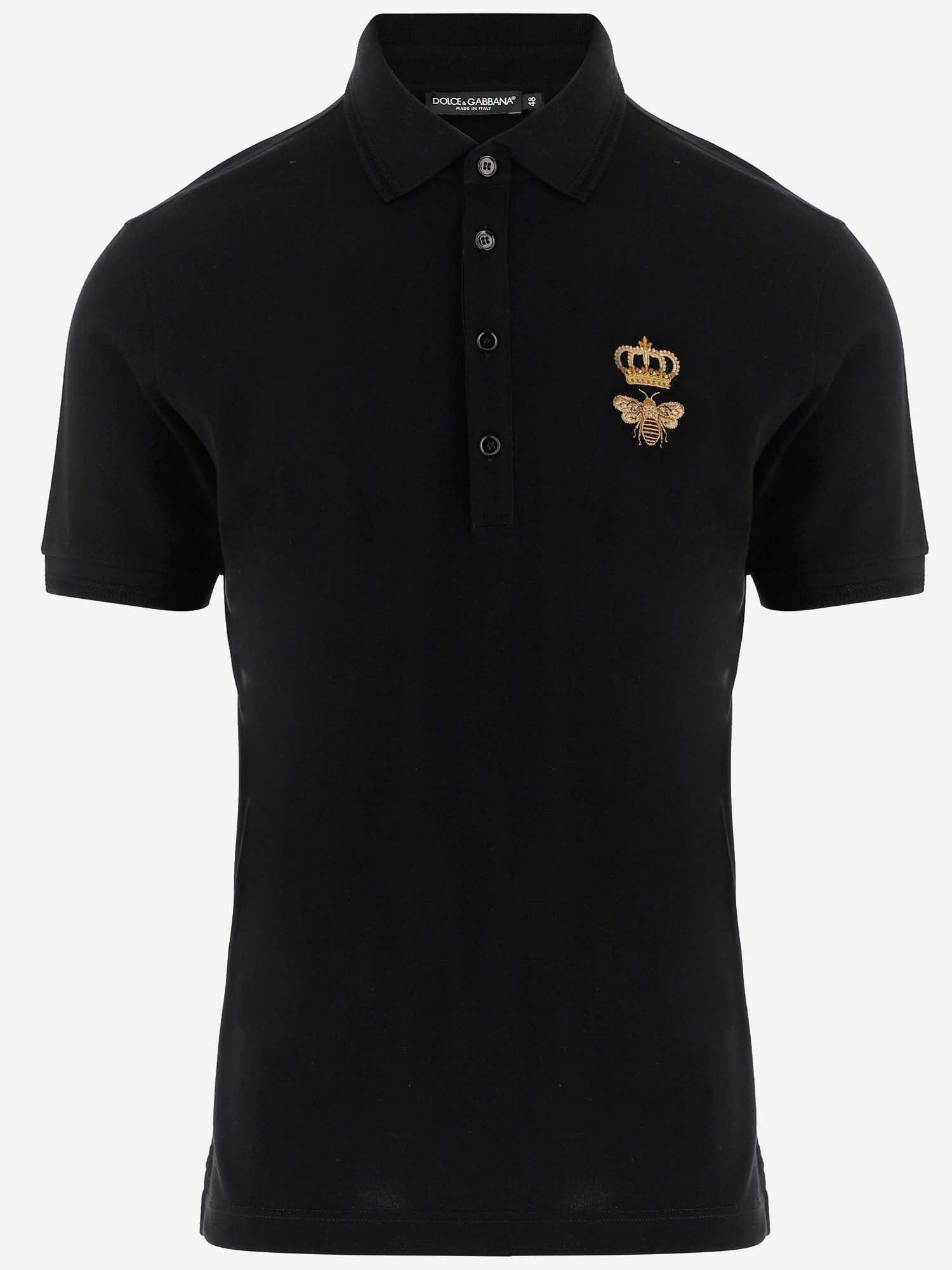 Dolce & Gabbana Cotton Logo Embroidered Polo Shirt in Black for Men - Lyst