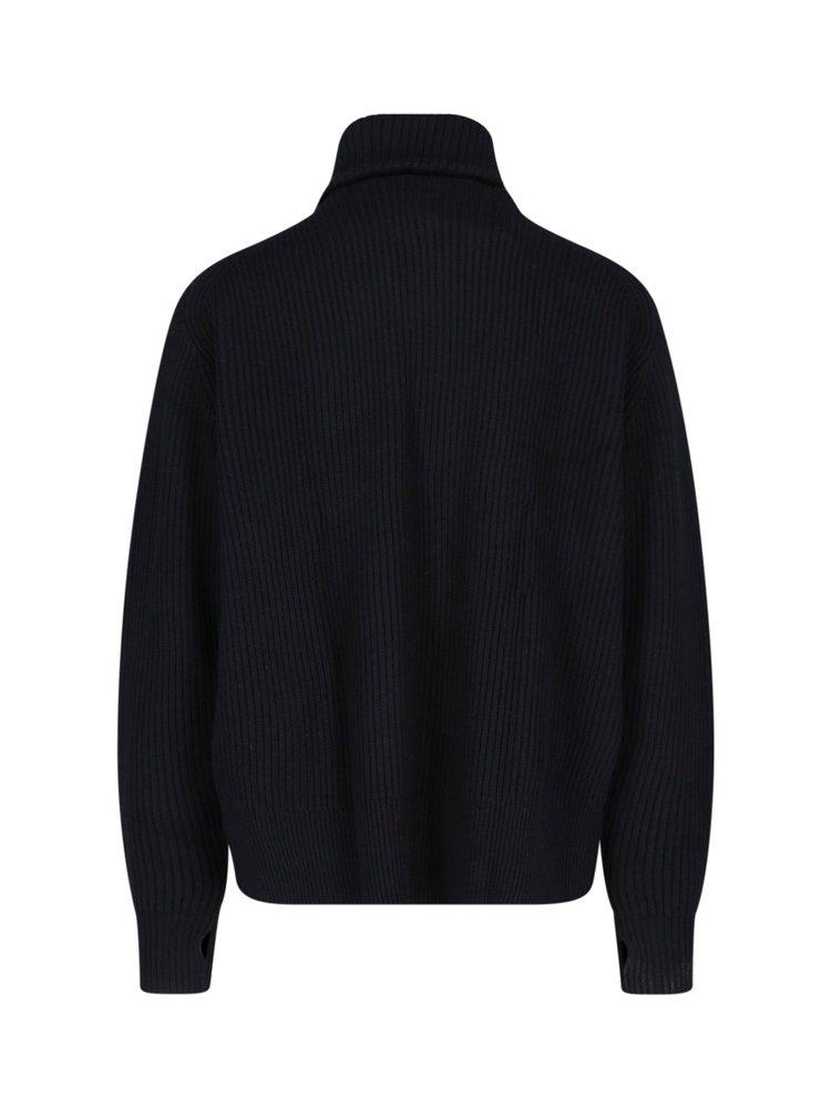 【STUDIO NICHOLSON】BIG KNIT JUMPER Studio Nicholson Level Knitted Zip Detailed Jumper in Blue