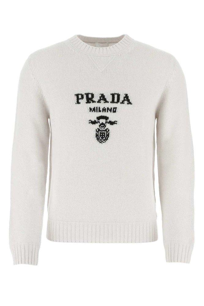 Crew necks Prada - Damier black and white intarsia wool sweater -  UMA8091CIOXCQ