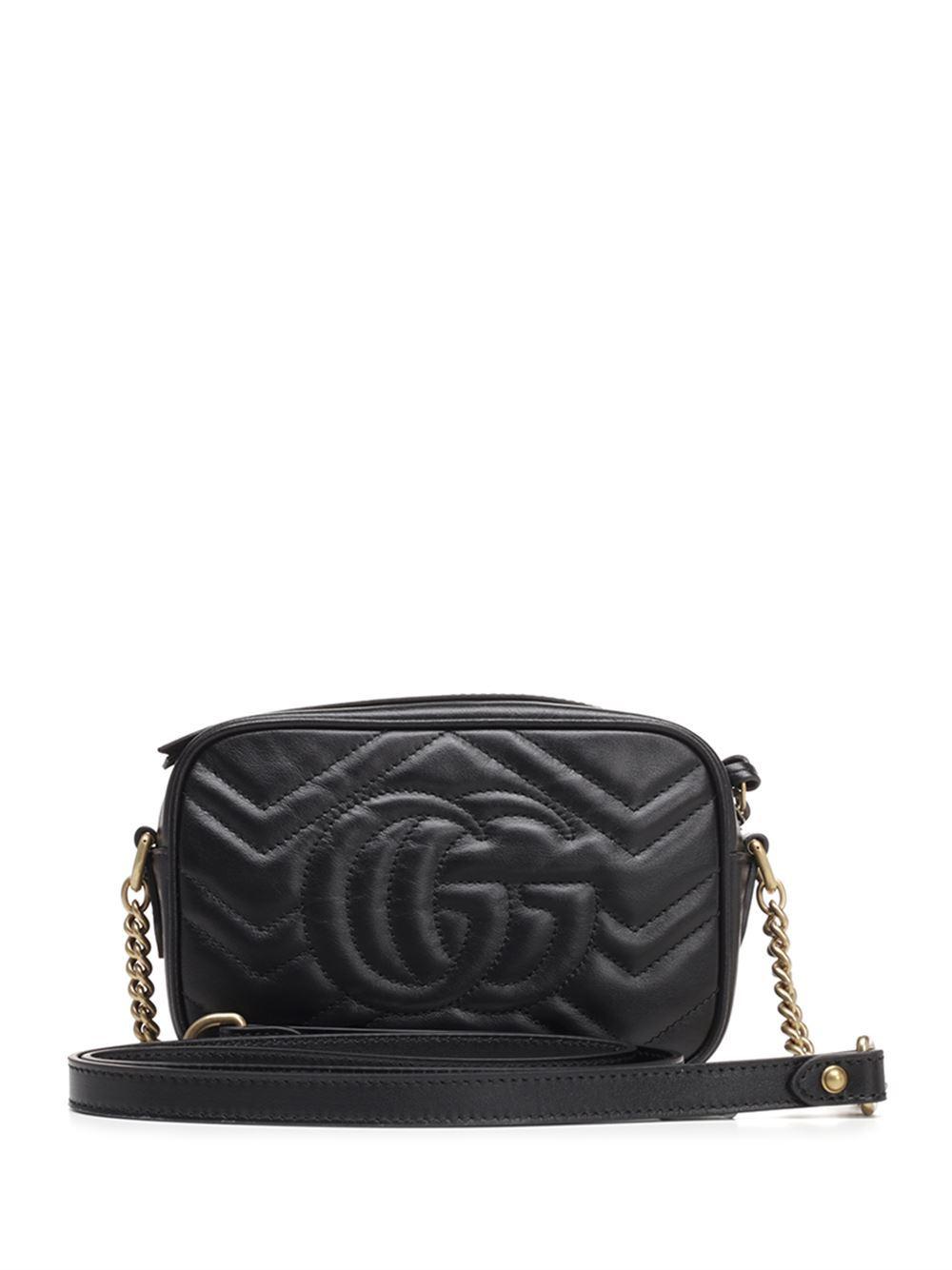 Gucci Leather Gg Marmont Matelassã© Shoulder Bag in Nero/Nero (Black ...