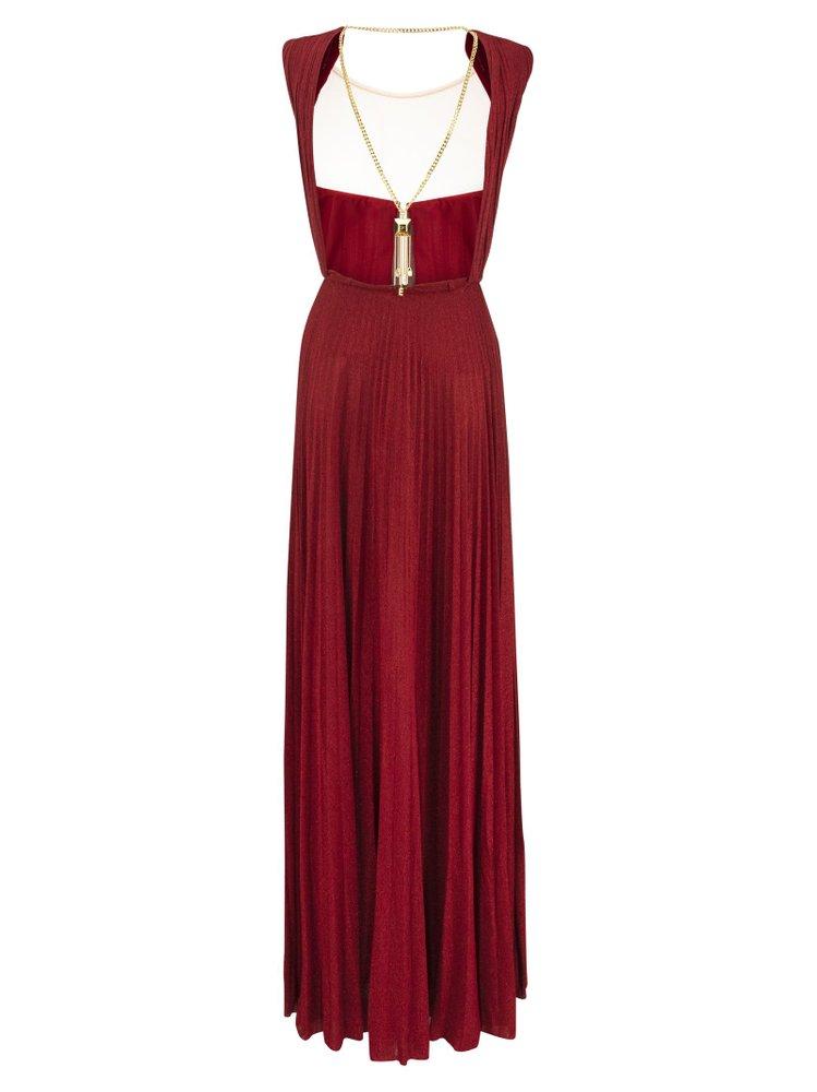 パーティードレス RED CARPET DRESS IN LUREX JERSEY WITH EMBROIDERED FLOWER Elisabetta Franchi Red Carpet Lurex Jersey Dress With