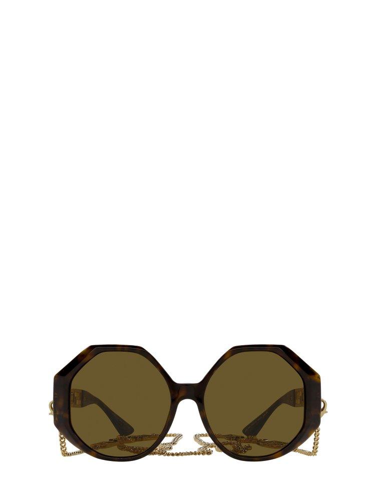Versace Eyewear Geometric-frame Chain Link Sunglasses in Black | Lyst