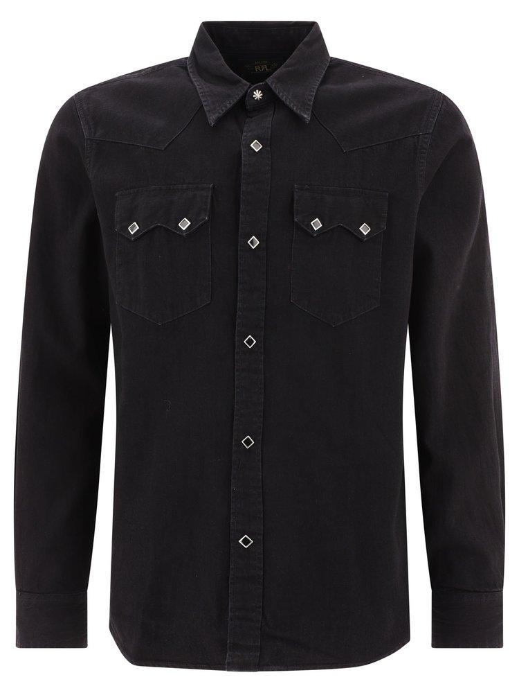 RRL Denim Western Shirt in Black for Men