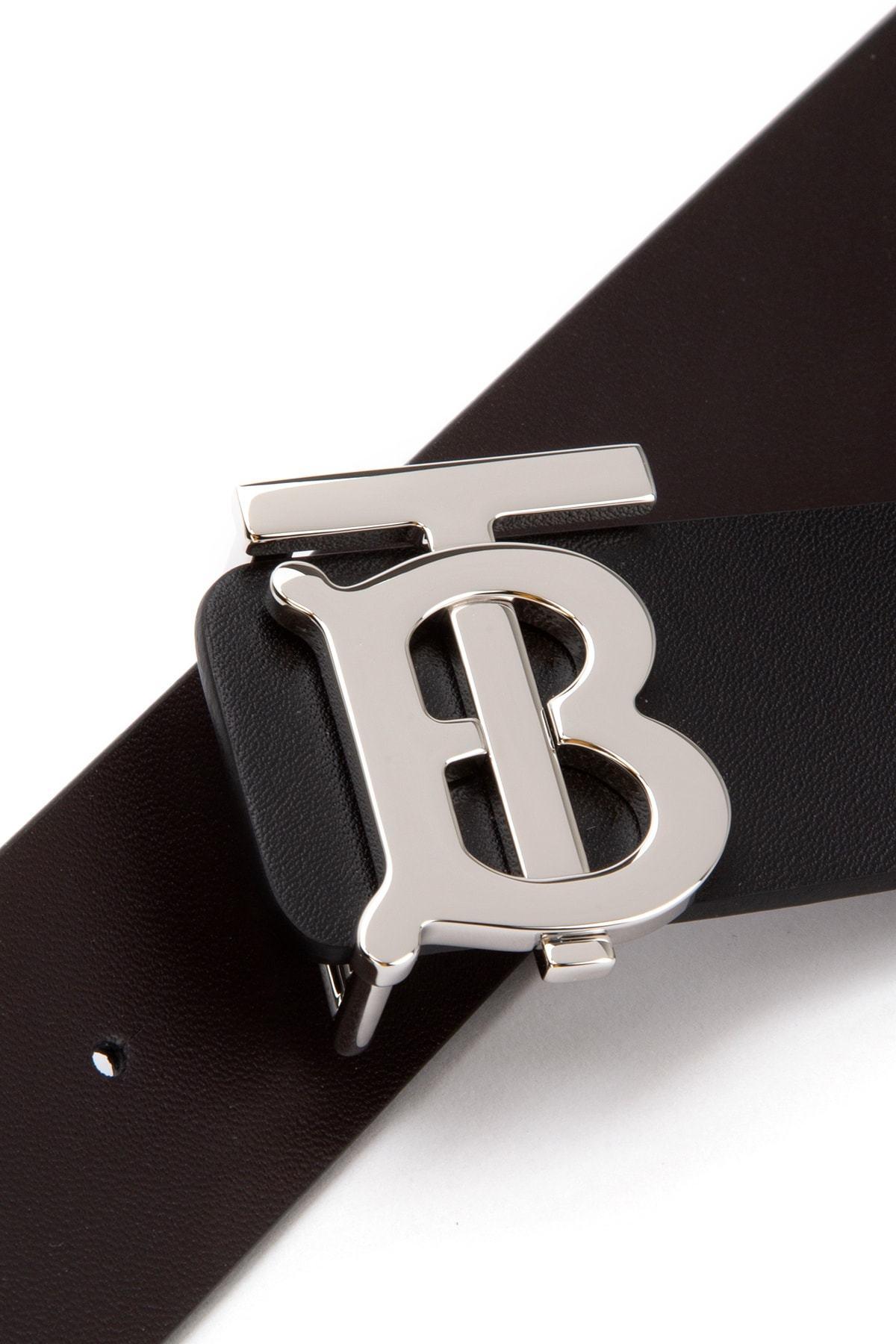 Burberry Leather Reversible Monogram Motif Belt in Black for Men - Lyst