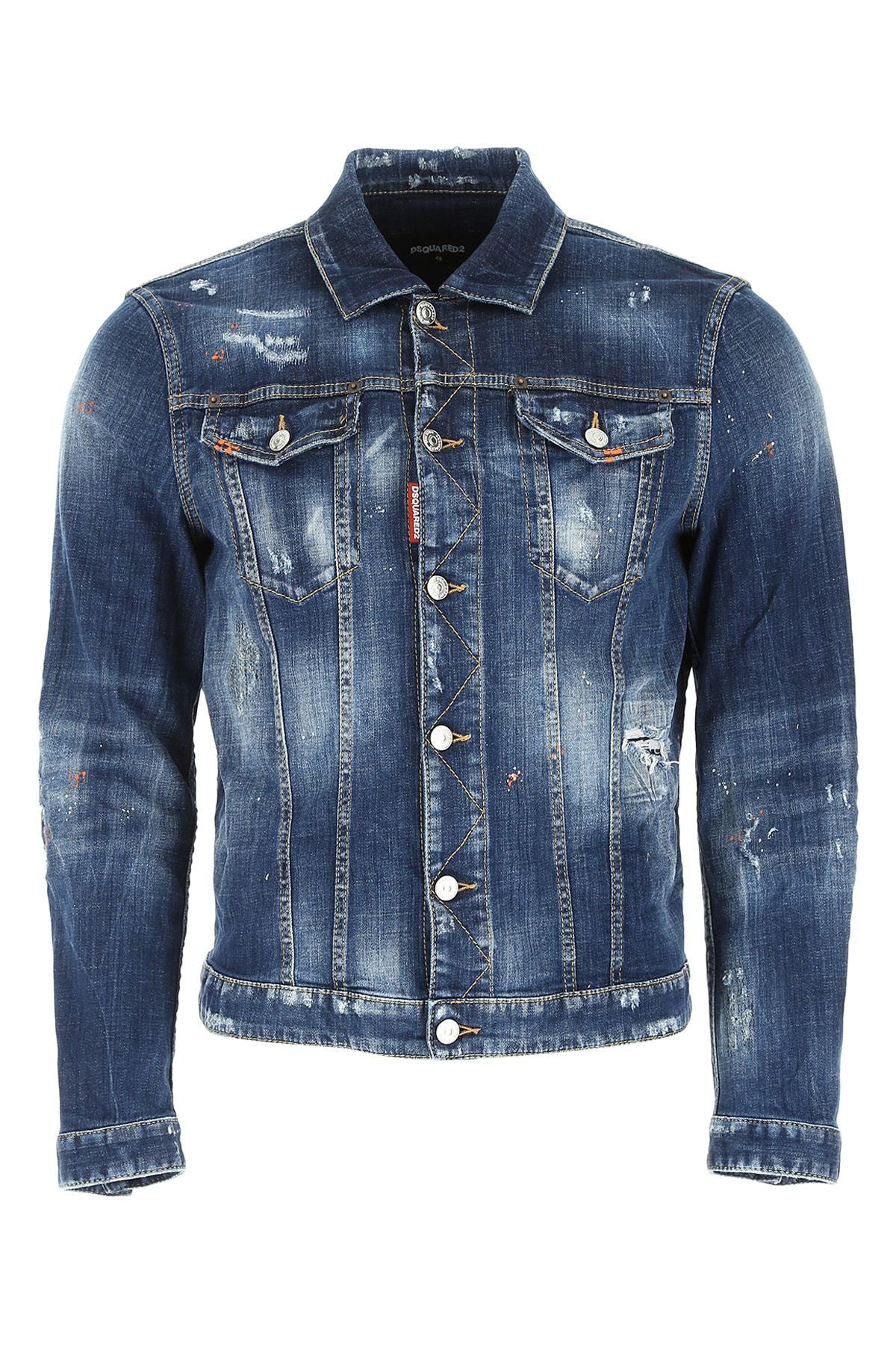 DSquared² Paint Splatter Distressed Denim Jacket in Blue for Men Lyst