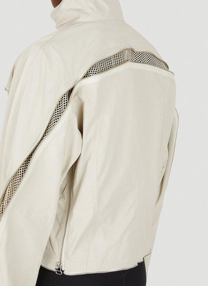 Helmut Lang Zipped Mesh Detailed Bomber Jacket in Natural | Lyst Helmut Lang Zipped Mesh Detailed Bomber Jacket in Natural | Lyst