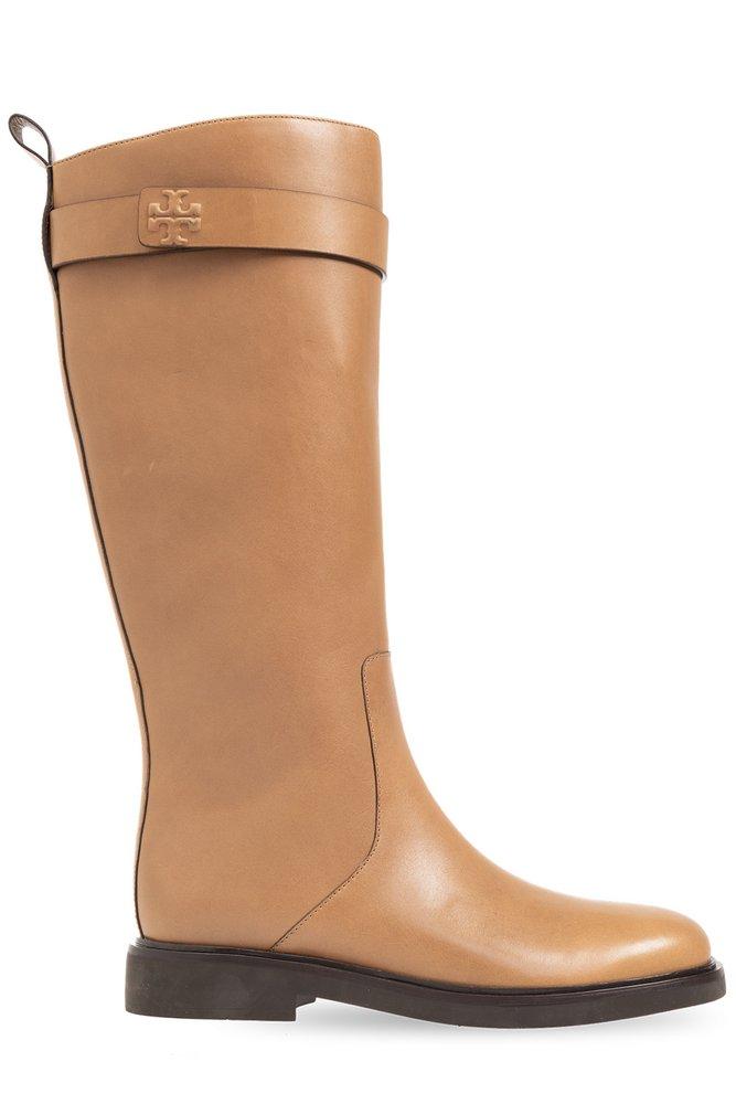 price outlet Tory Burch Women s Brown Double T Round toe Knee high