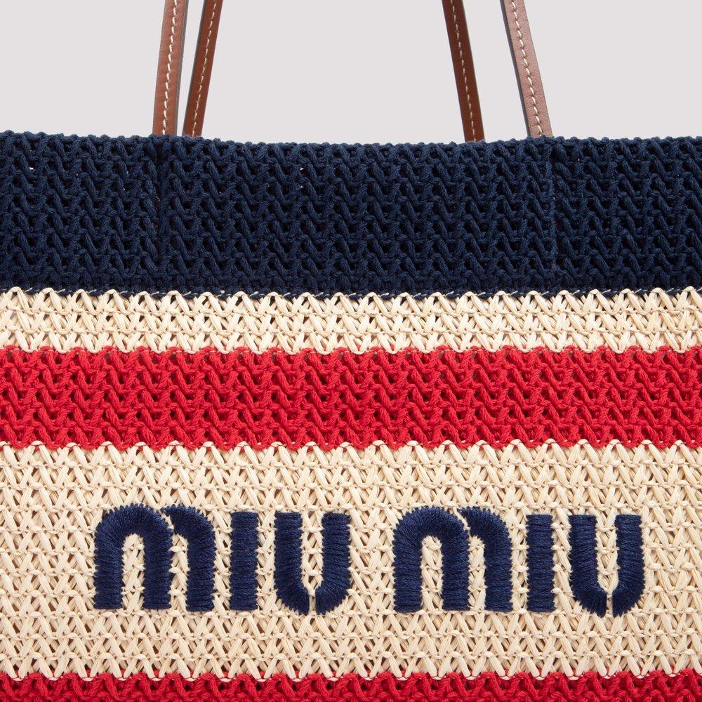 Totes bags Miu Miu - Striped cotton tote bag - 5BA111VOOO2B7C089