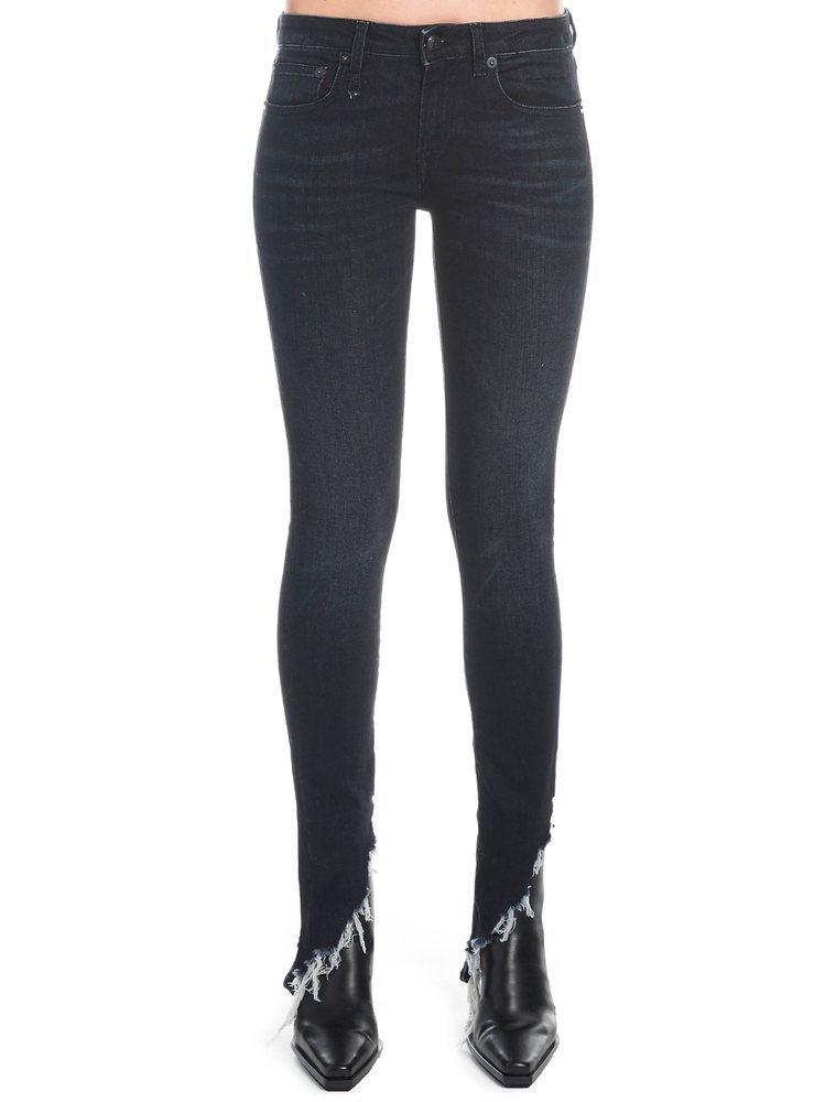 R13 Denim Frayed Hem Skinny Jeans in Black - Lyst