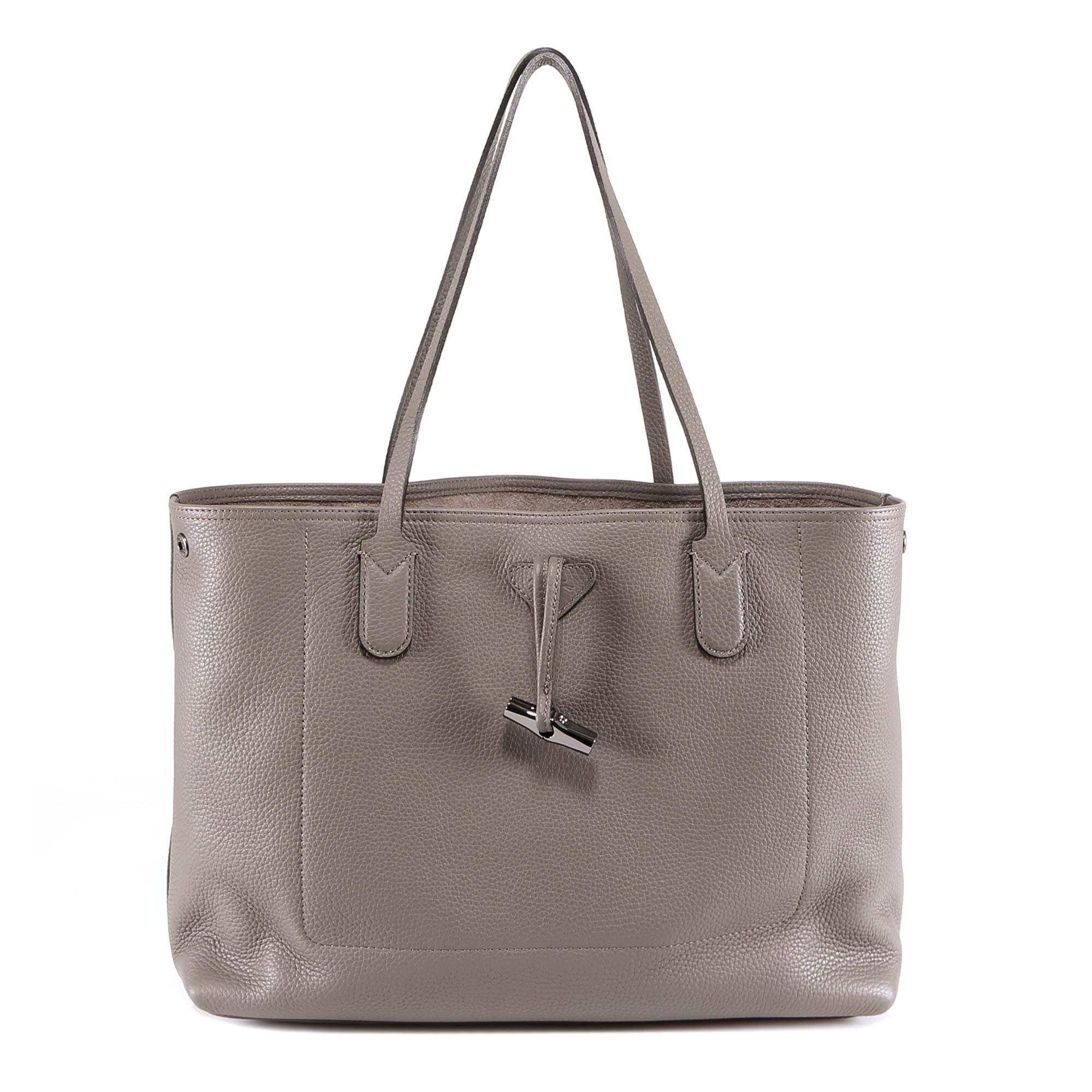 Longchamp Leather Roseau Large Tote Bag in Grey (Gray) Lyst