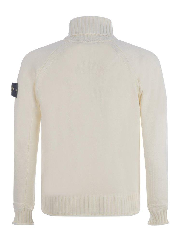 Stone Island Logo-patch Roll-neck Knitted Jumper in White for Men | Lyst