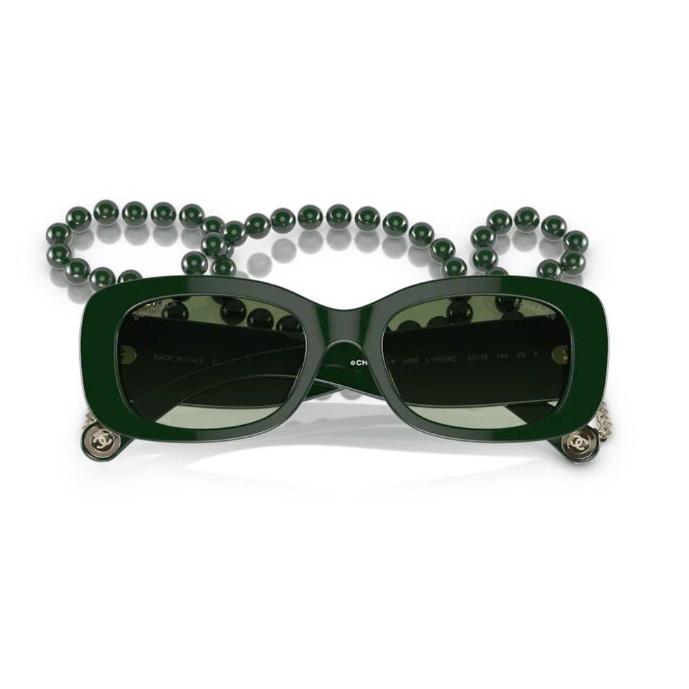 Chanel Rectangular Frame Sunglasses in Green