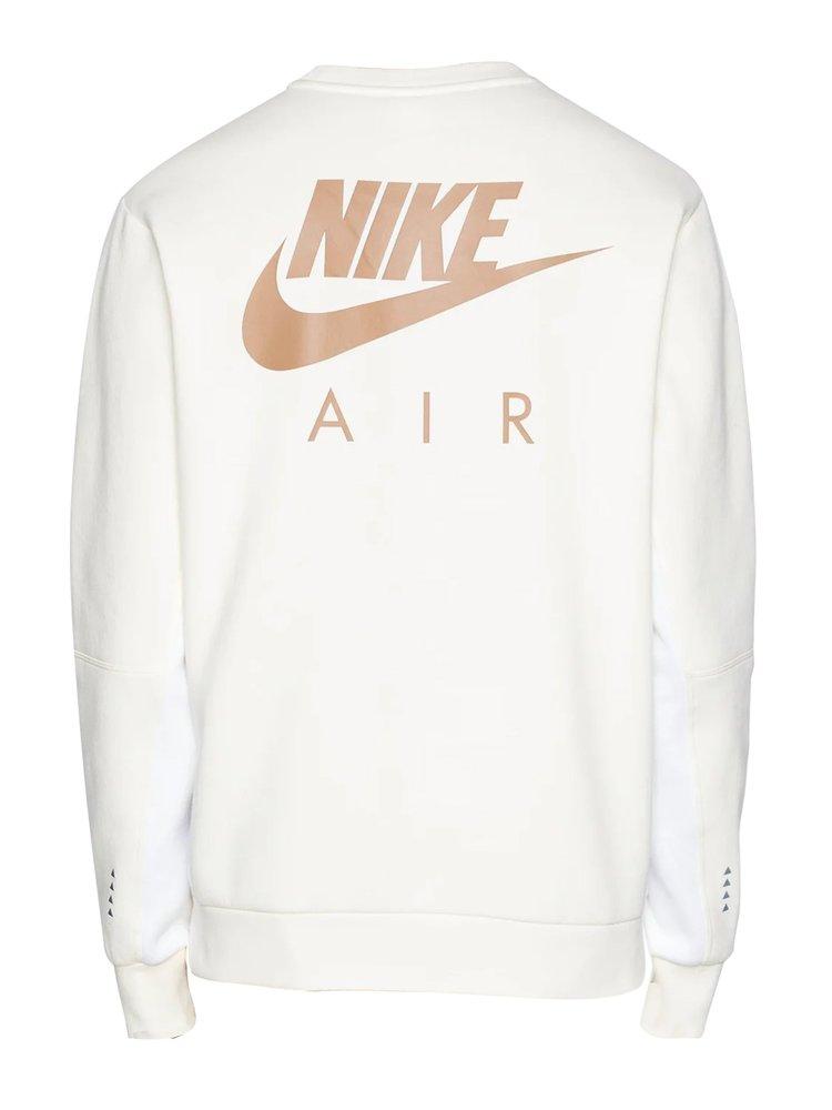 Nike Air Brushed-back Fleece Crewneck Sweatshirt in White for Men | Lyst